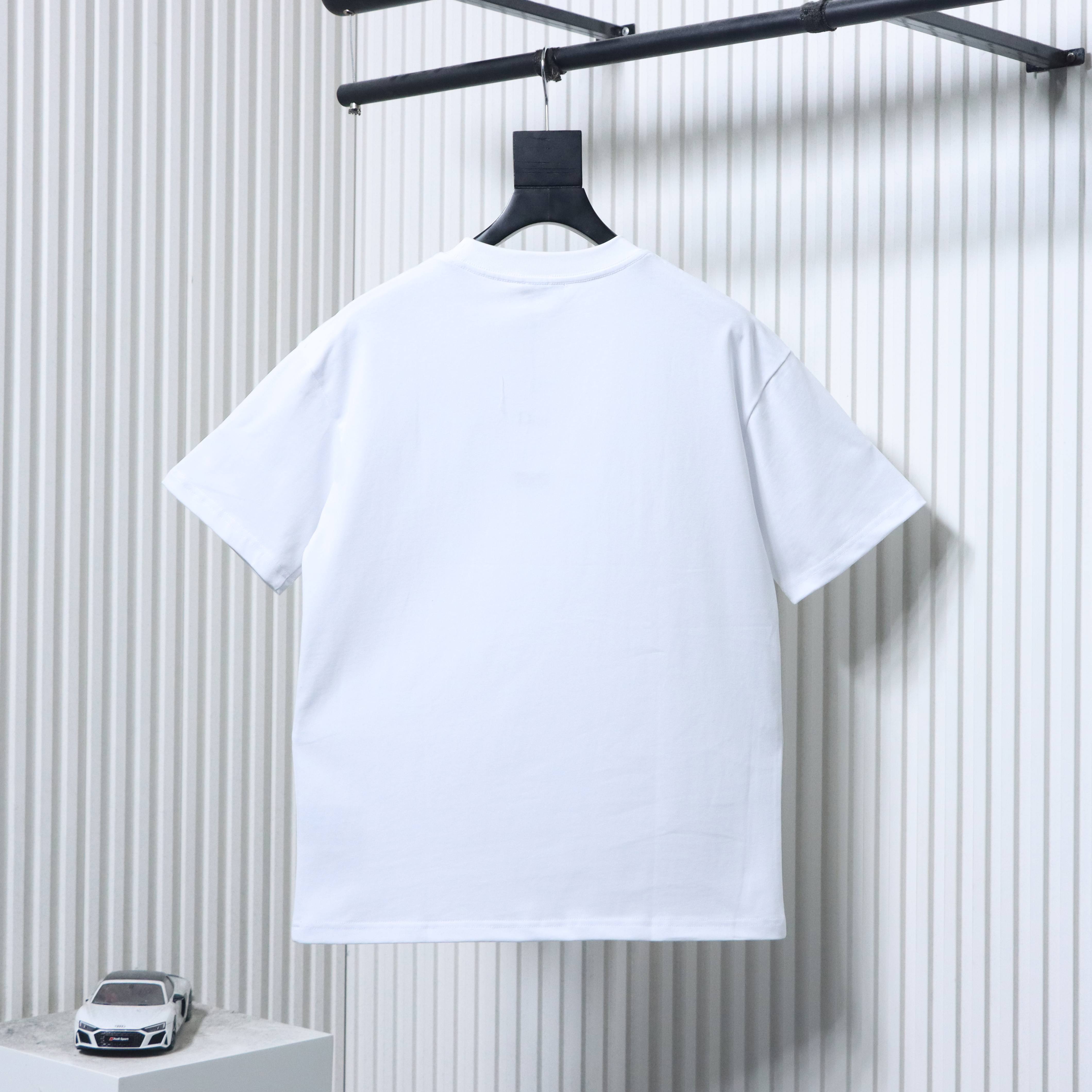 Dior 26ss CD Slogan Embroidery Logo T-shirt YL White