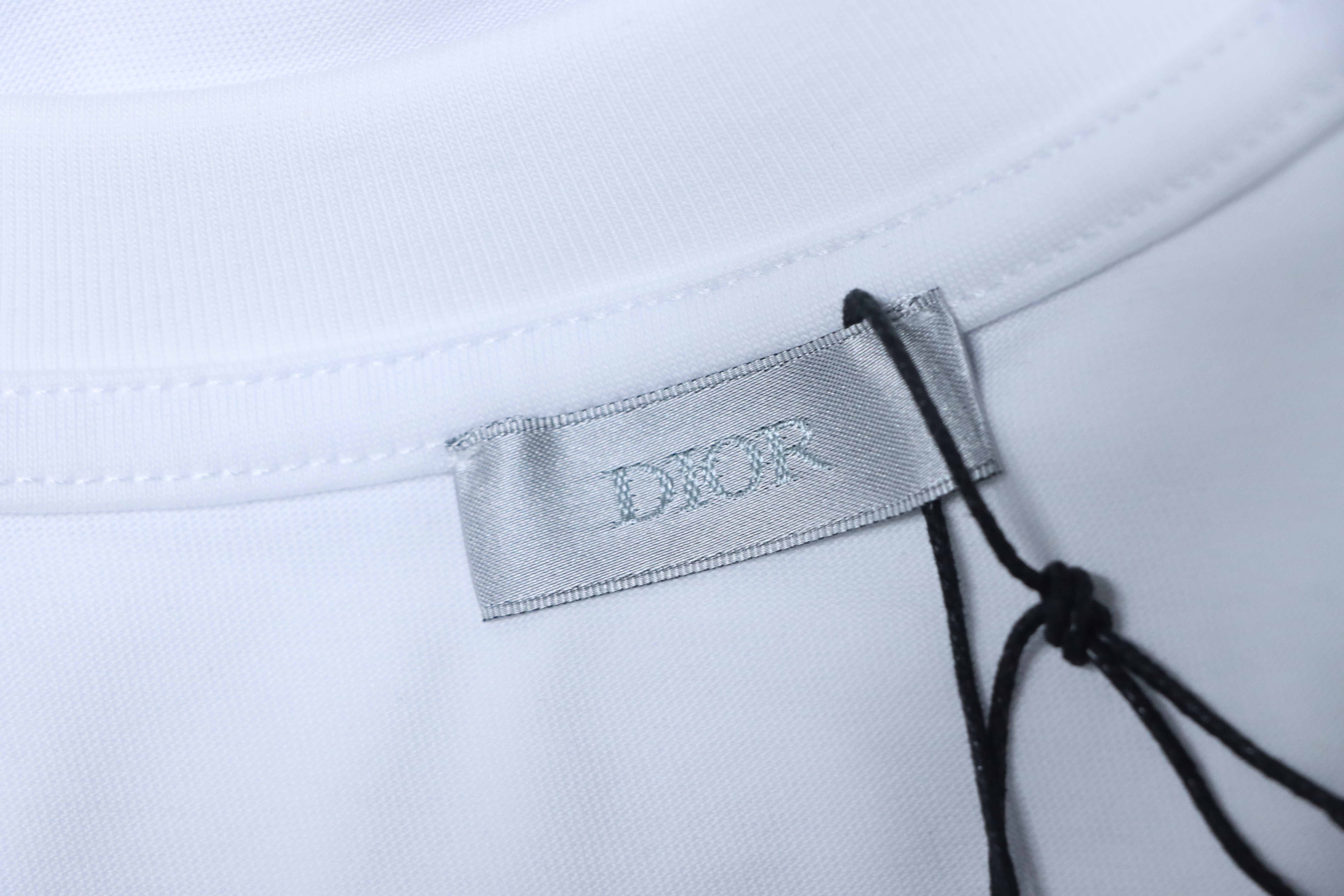 Dior 26ss CD Slogan Embroidery Logo T-shirt YL White