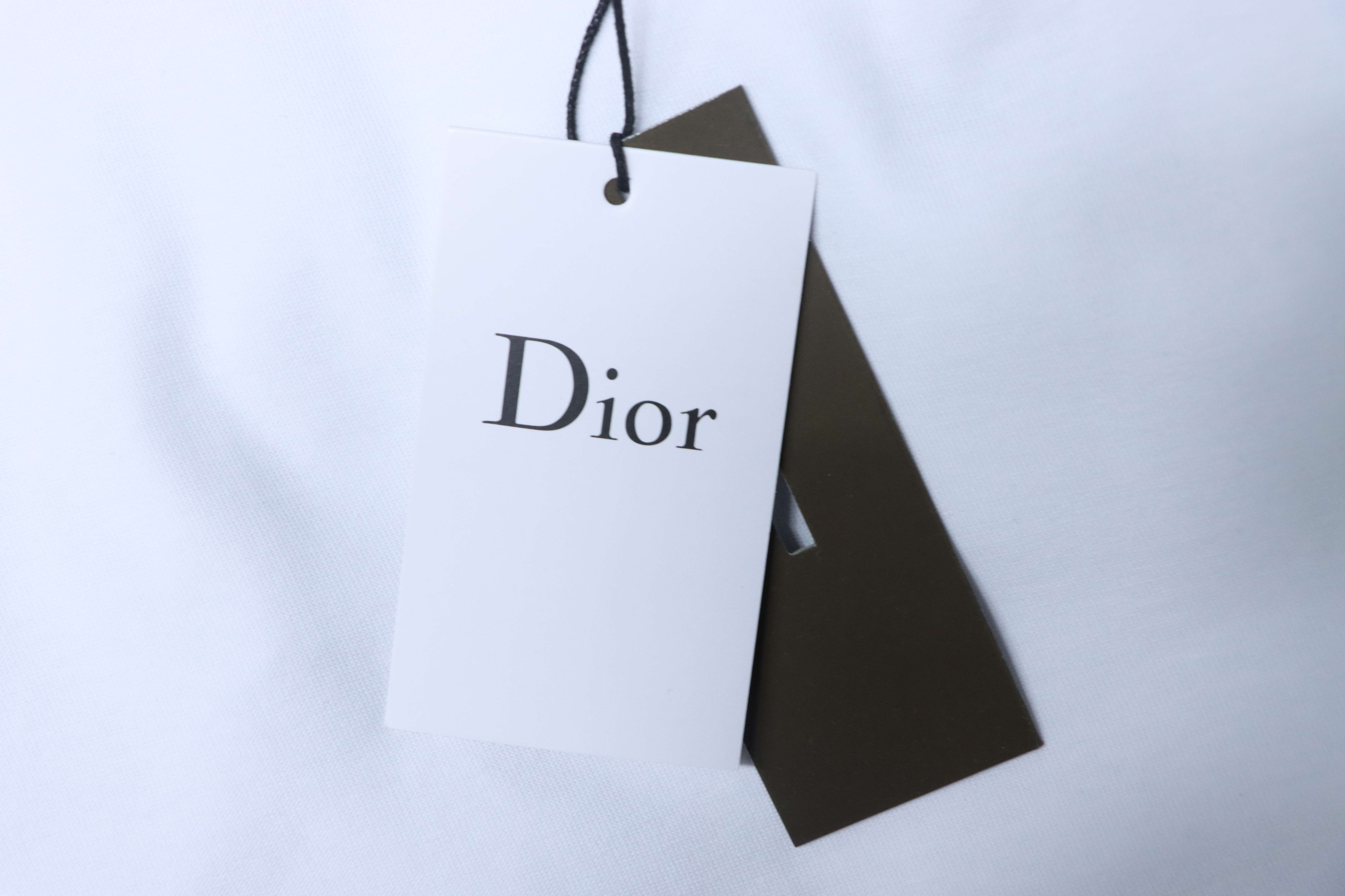 Dior 26ss CD Slogan Embroidery Logo T-shirt YL White