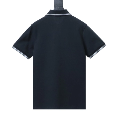 Dior 26SS Contrast Edge CD Letter Embroidered Polo T-shirt YL Black 02