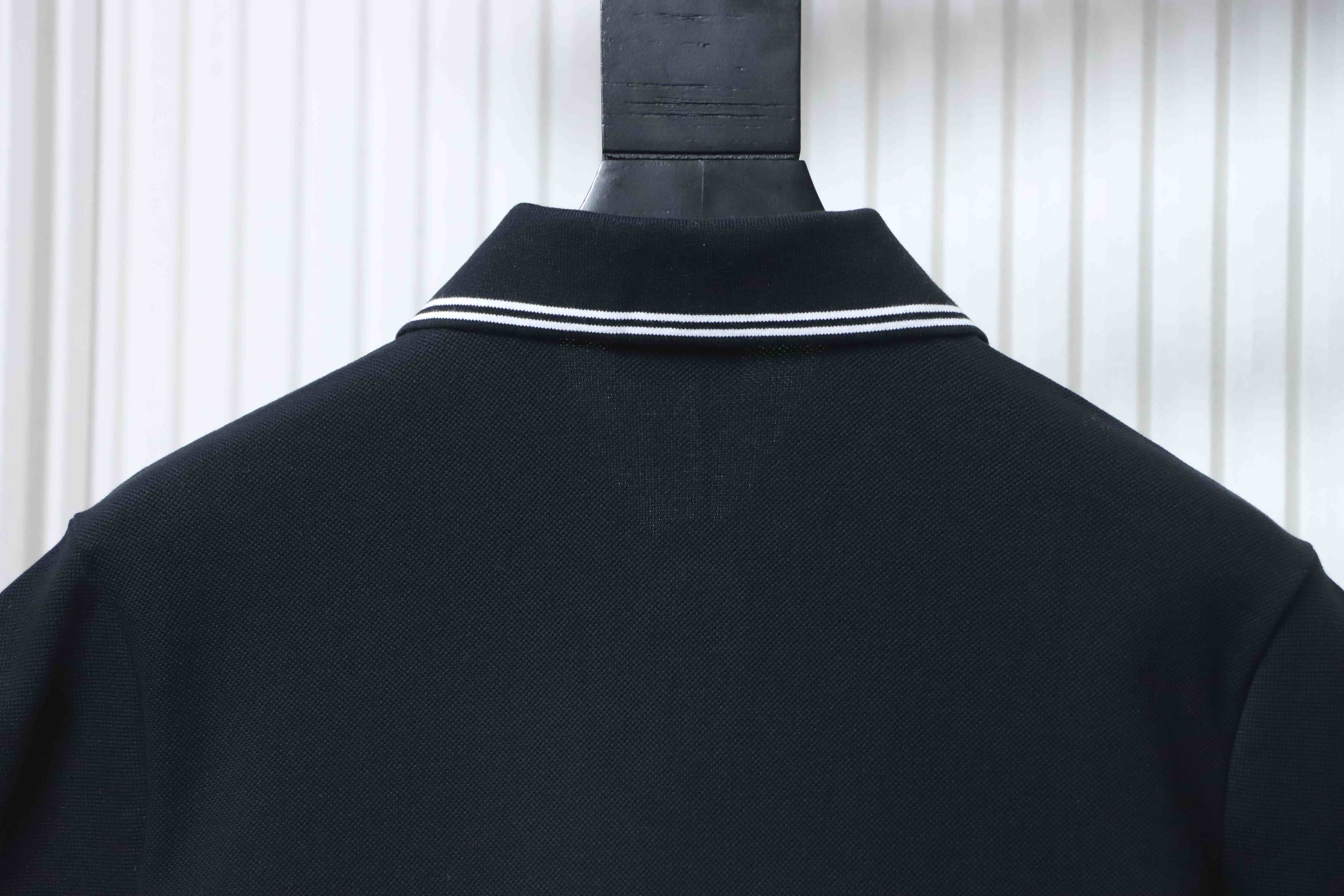 Dior 26SS Contrast Edge CD Letter Embroidered Polo T-shirt YL Black