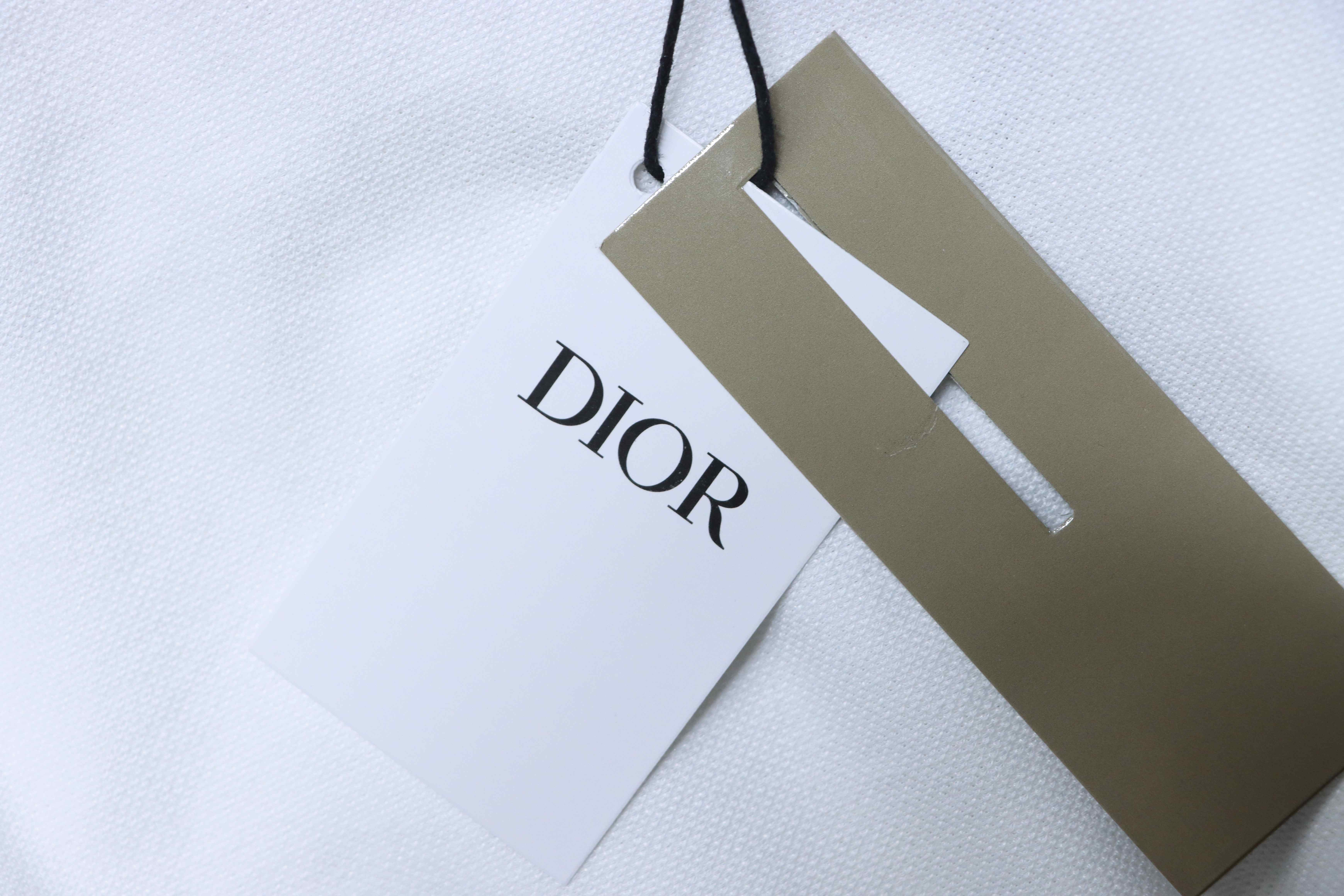 Dior 26SS Contrast Edge CD Letter Embroidered Polo T-shirt YL White