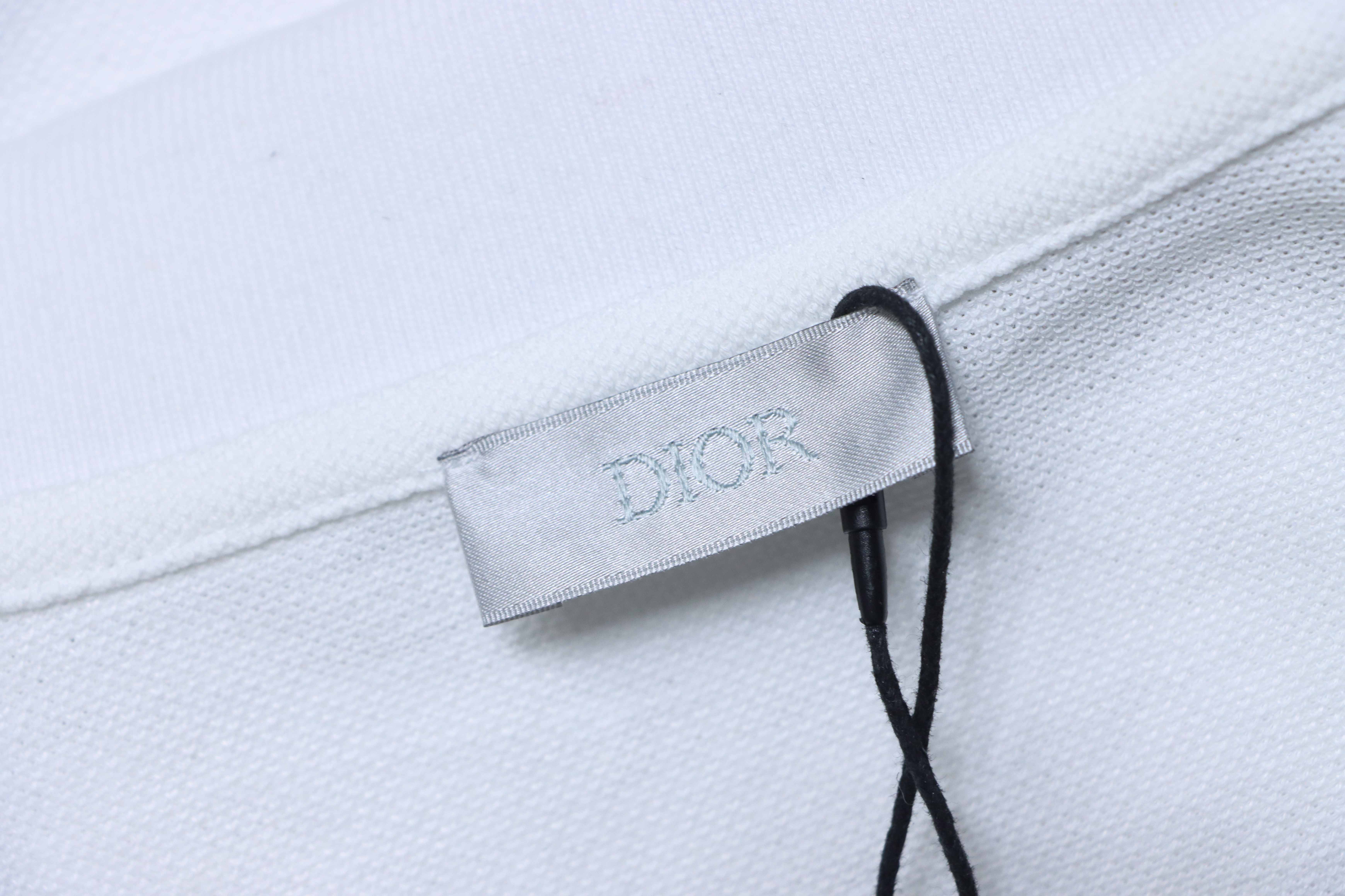 Dior 26SS Contrast Edge CD Letter Embroidered Polo T-shirt YL White