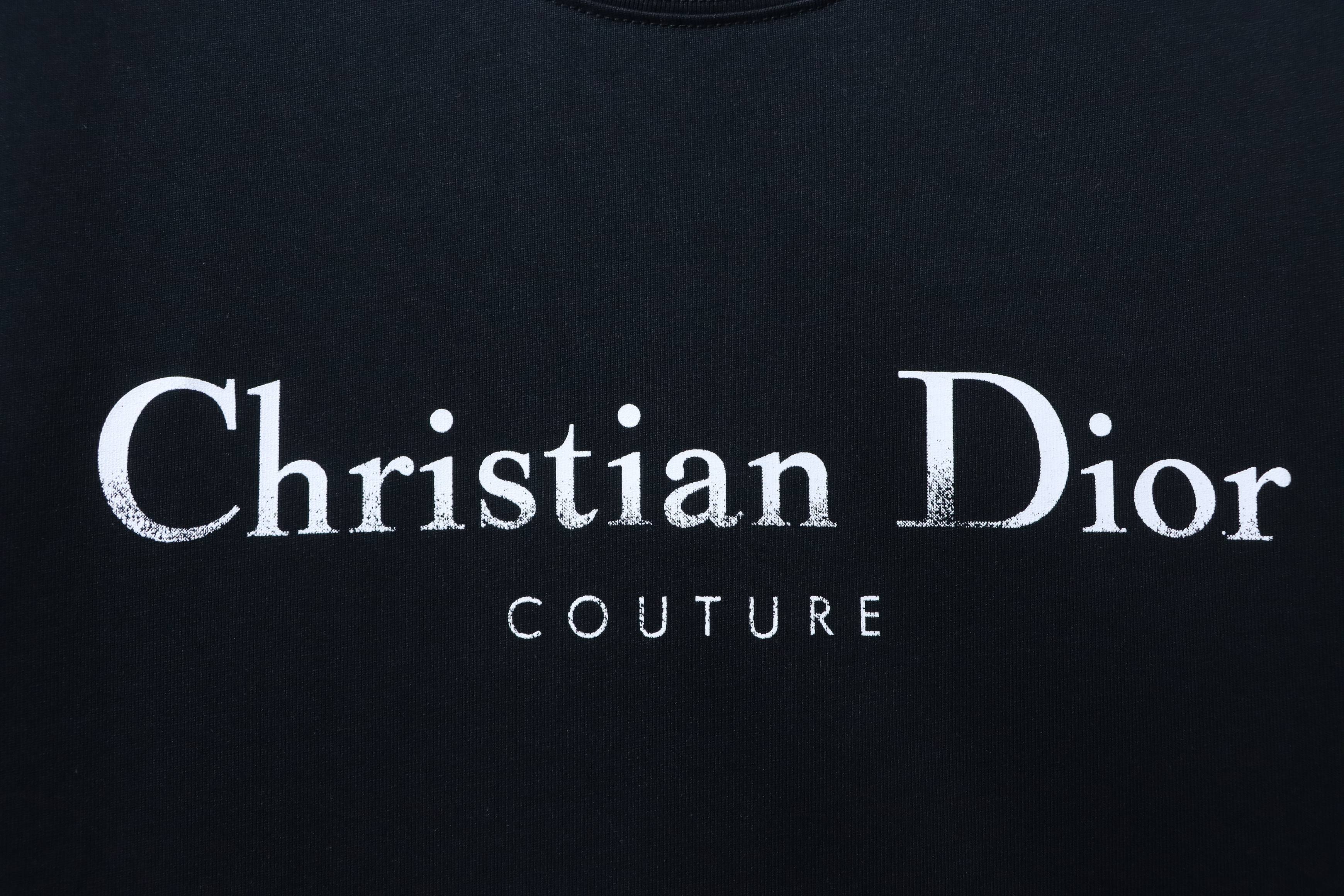 Dior 26ss Patchwork CD Letter Print on Chest T-shirt YL Black