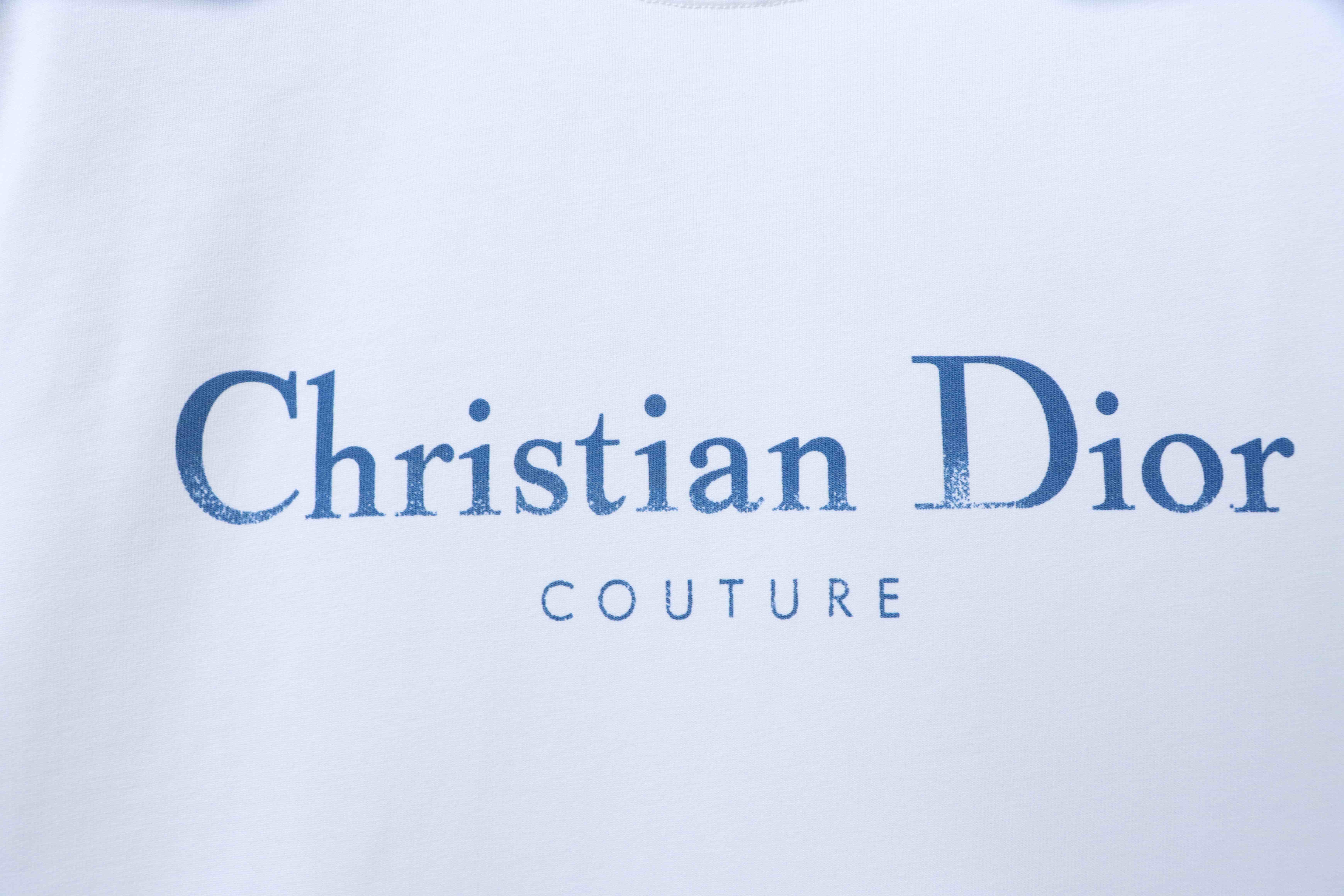 Dior 26ss Patchwork CD Letter Print on Chest T-shirt YL White