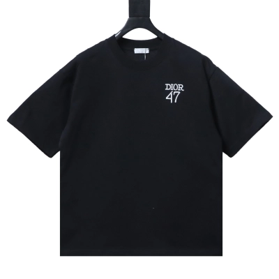 Dior 47-Letter Back Stripes T-shirt YL Black 01