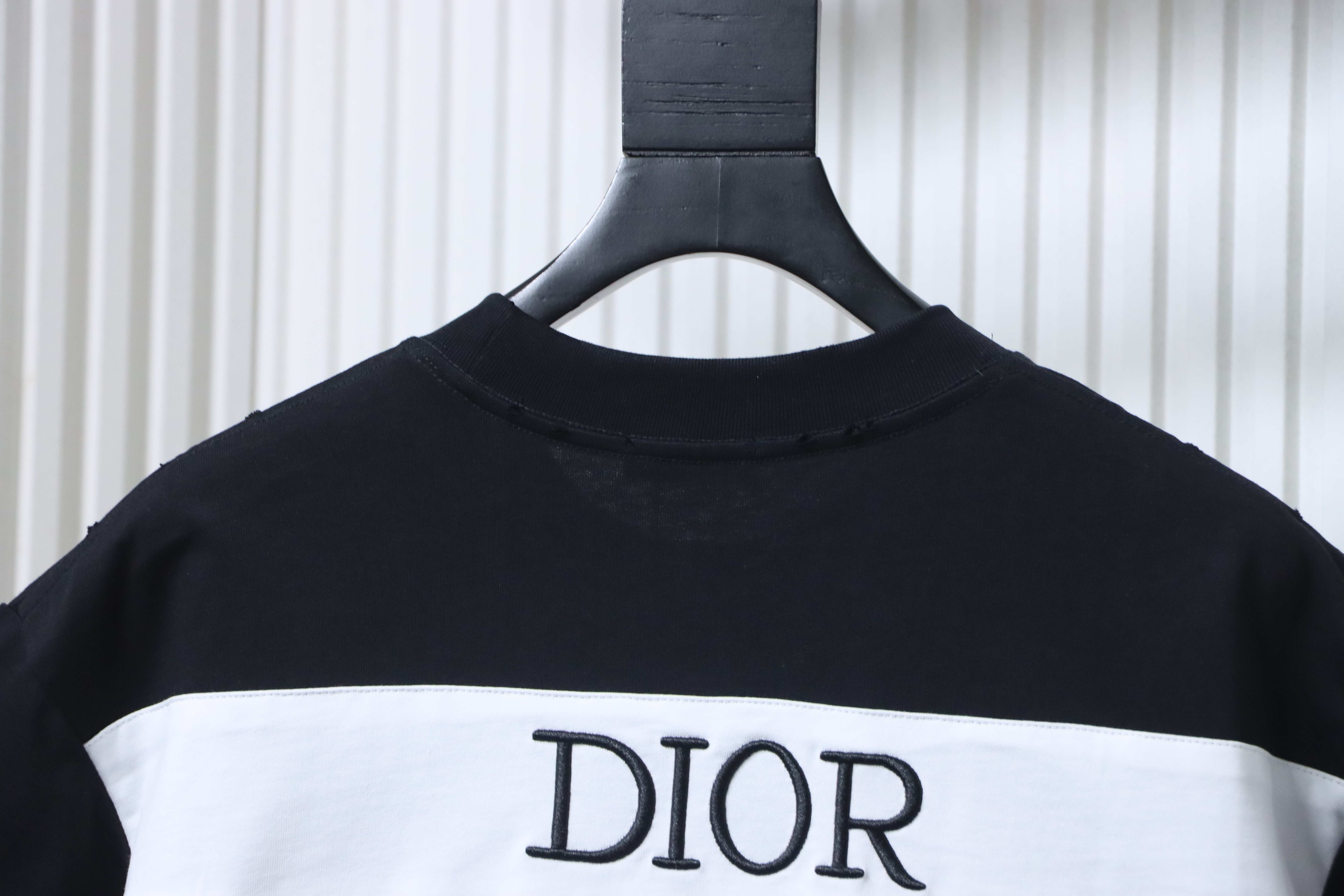 Dior 47-Letter Back Stripes T-shirt YL Black