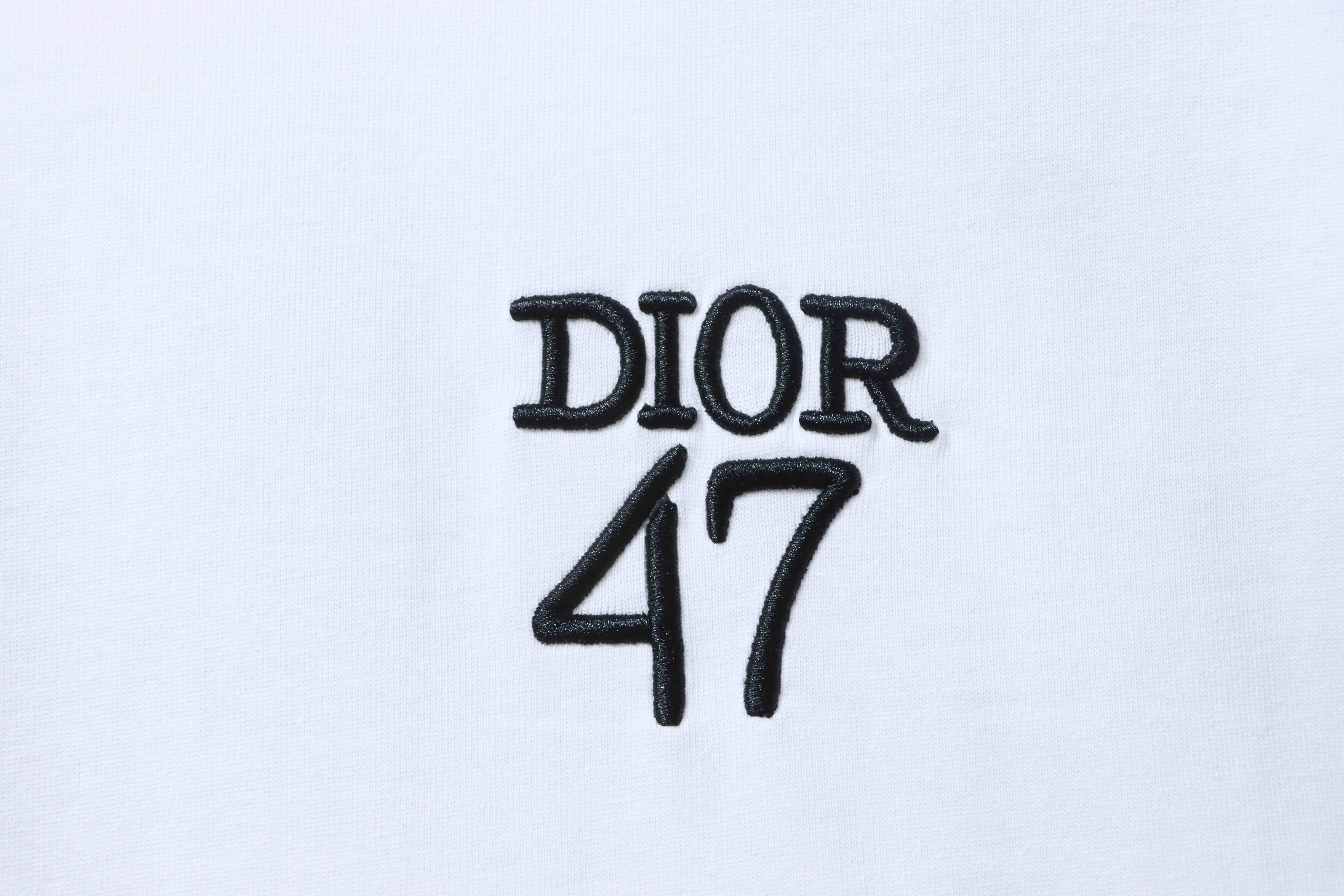 Dior 47-Letter Back Stripes T-shirt YL White
