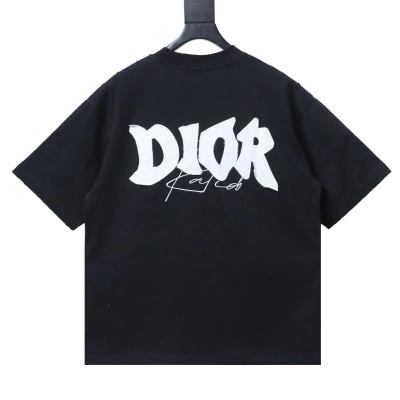 Dior Big Logo Patch Letter T-shirt YL Black 02