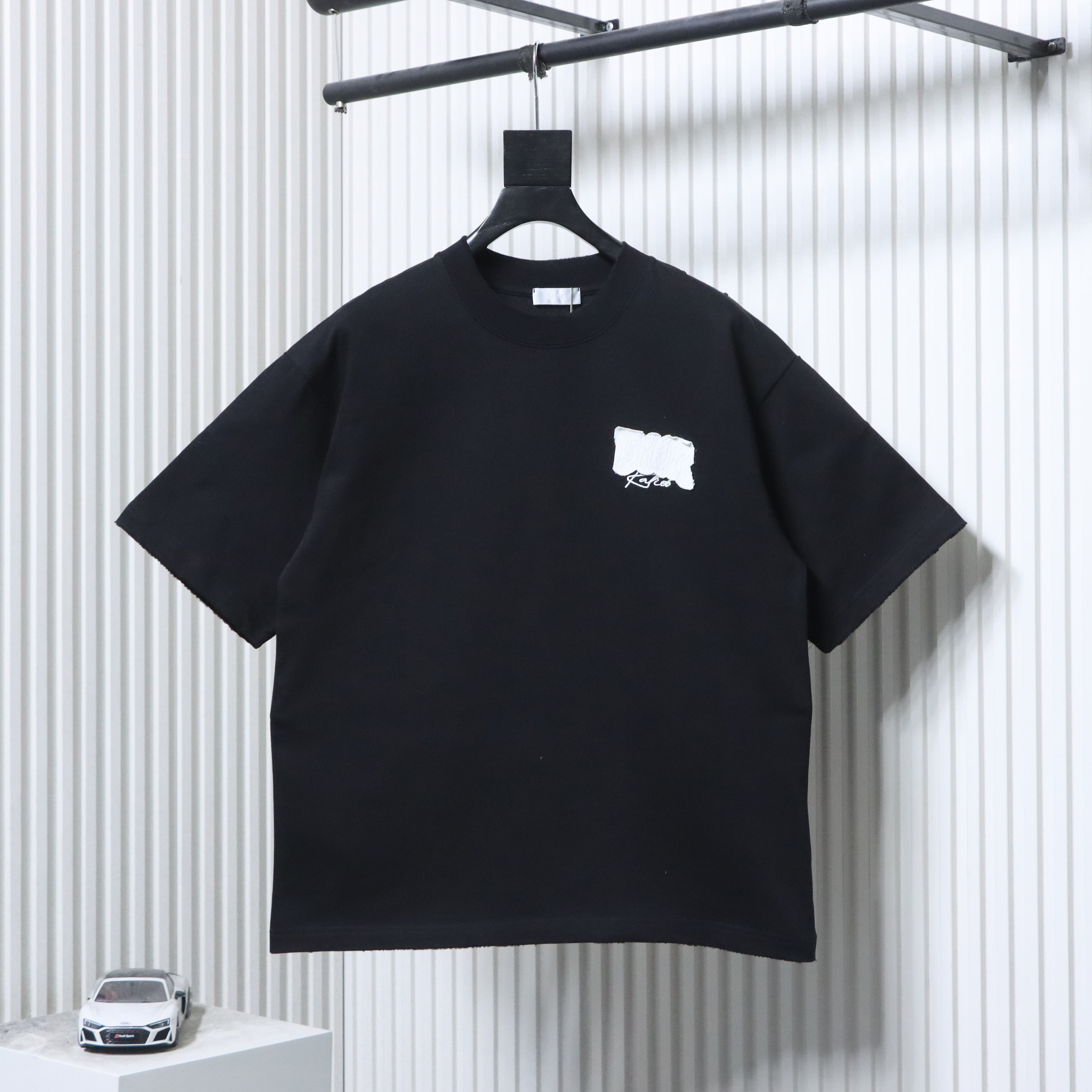 Dior Big Logo Patch Letter T-shirt YL Black