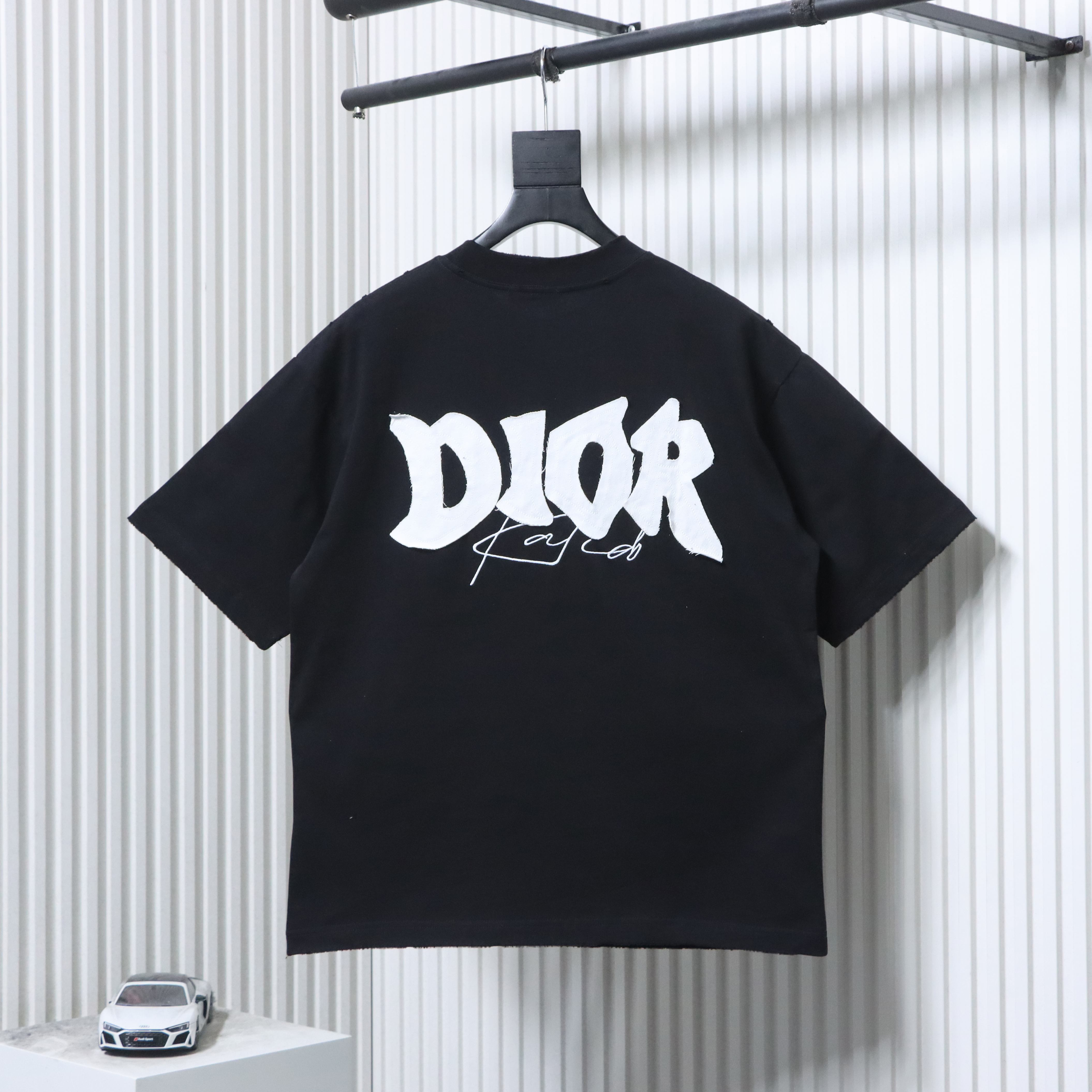 Dior Big Logo Patch Letter T-shirt YL Black