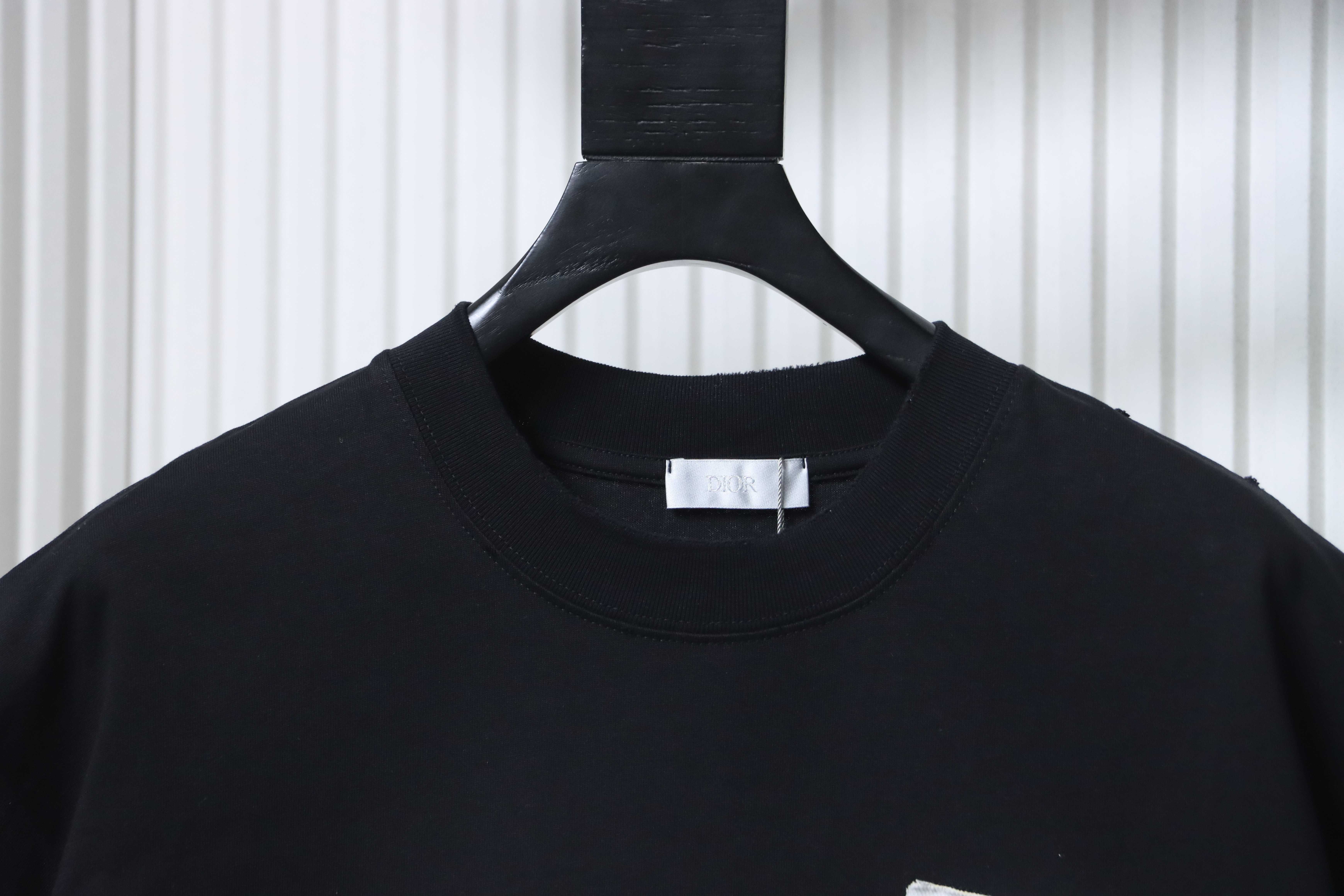 Dior Big Logo Patch Letter T-shirt YL Black