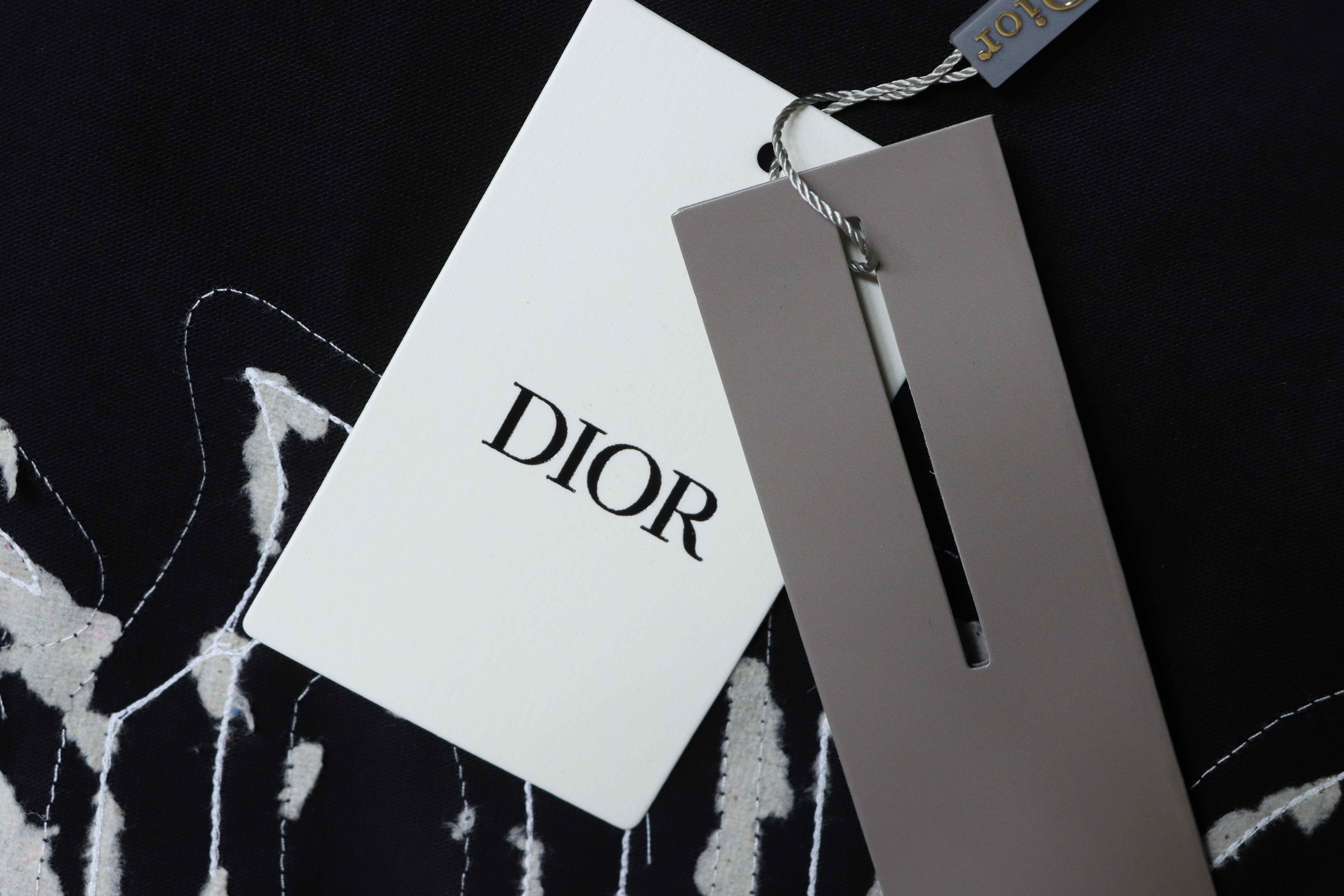 Dior Big Logo Patch Letter T-shirt YL Black