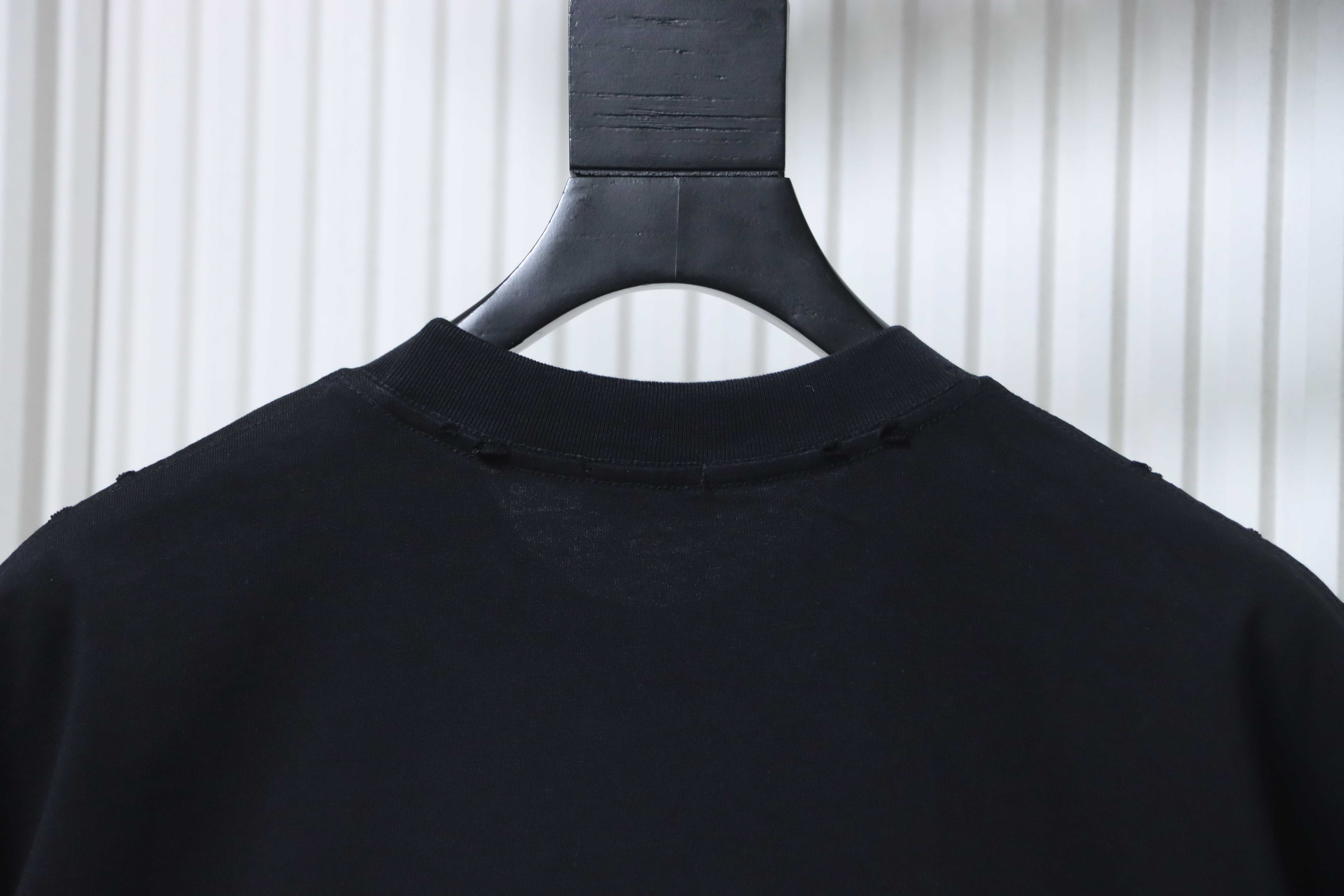 Dior Frayed Patchwork Letter Embroidery T-shirt YL Black