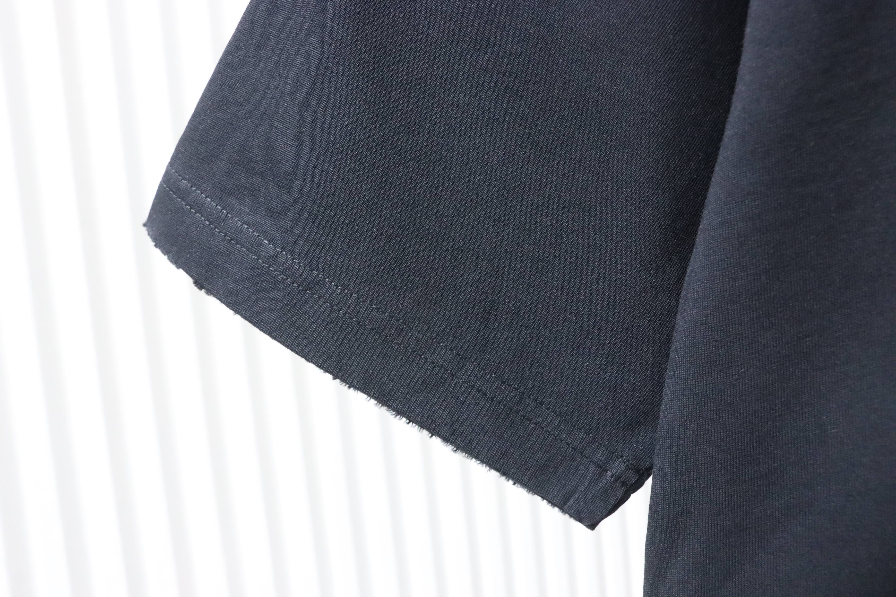 Dior Frayed Patchwork Letter Embroidery T-shirt YL Black