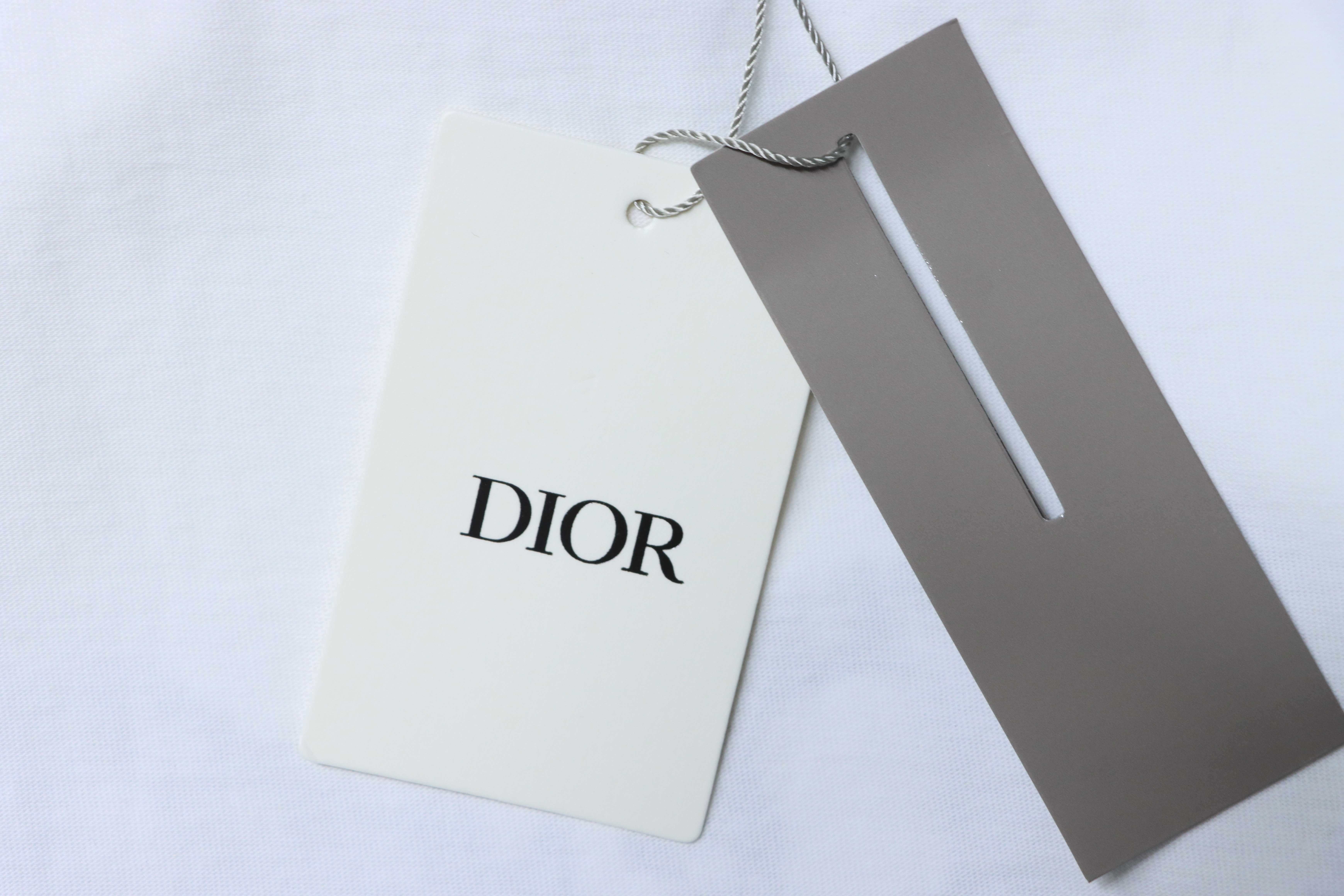 Dior Frayed Patchwork Letter Embroidery T-Shirt YL White