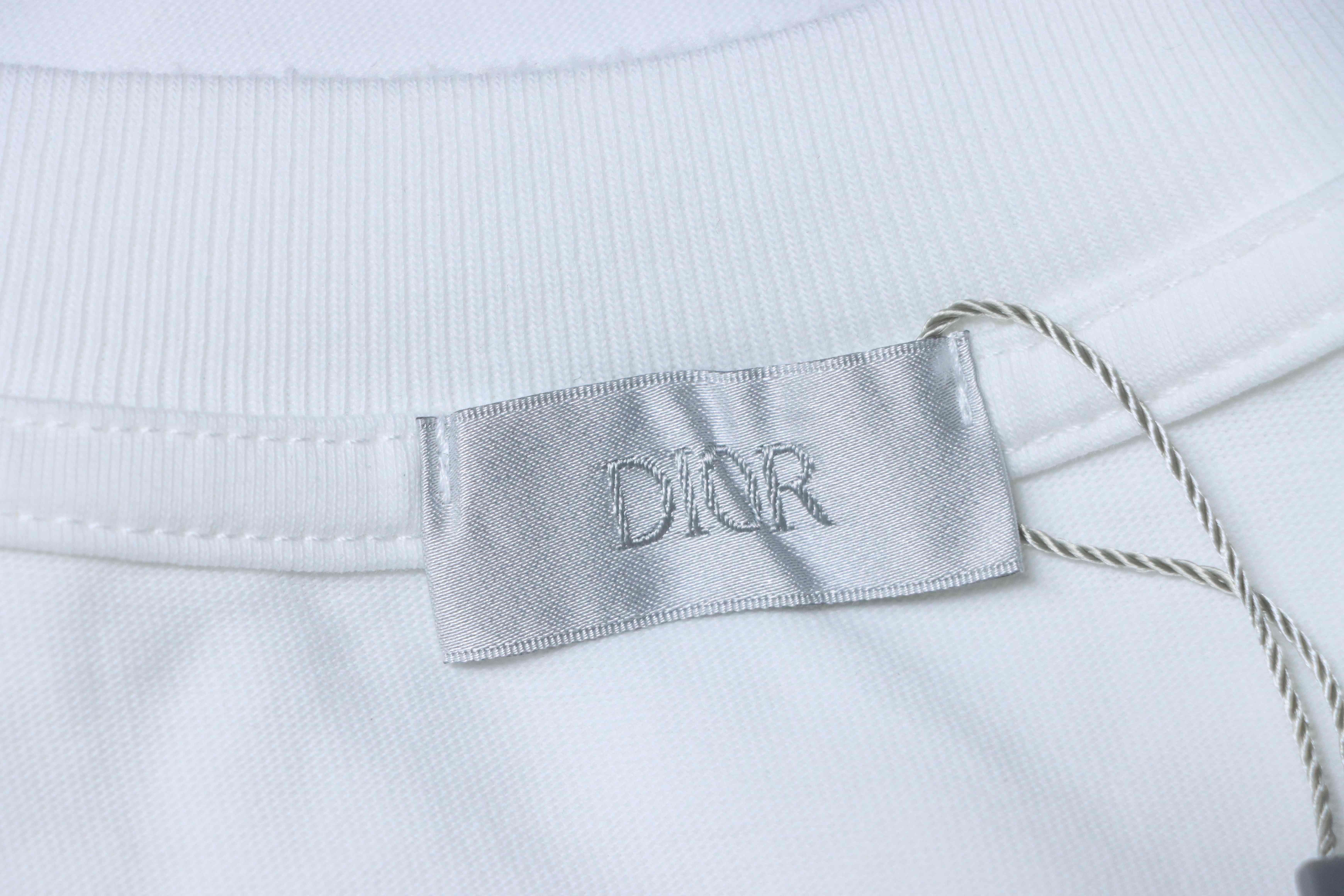 Dior Frayed Patchwork Letter Embroidery T-Shirt YL White