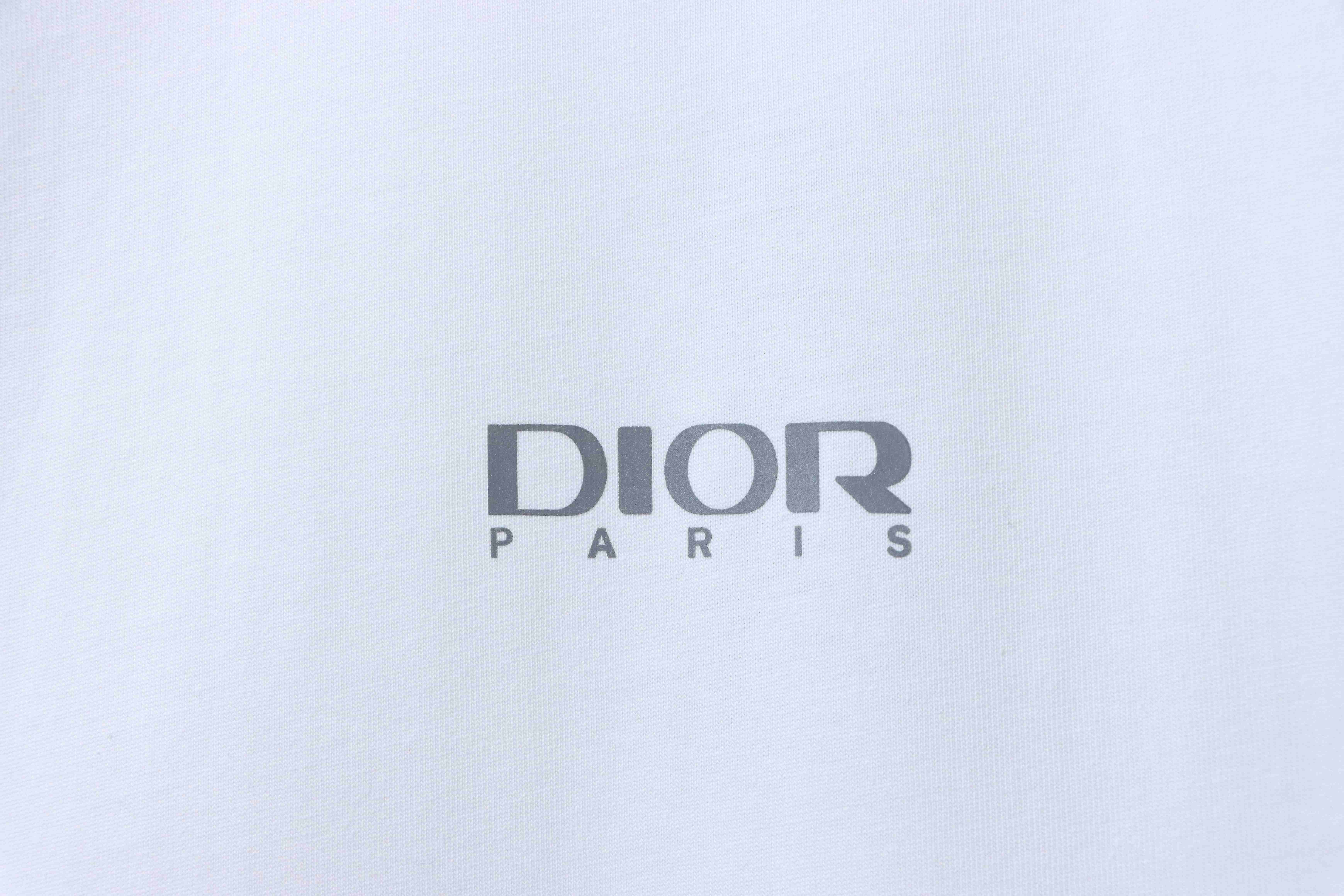 Dior Reflective Print Triangle Icon T-Shirt YL White