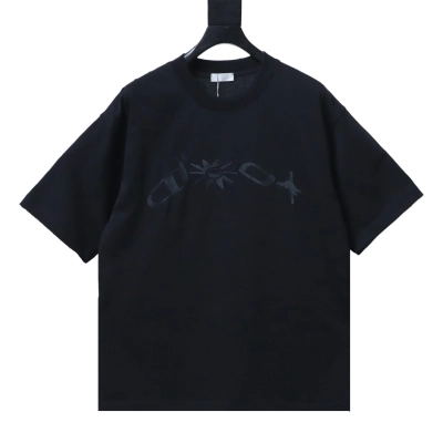 Dior Worn Letter Embroidery T-shirt YL Black 01