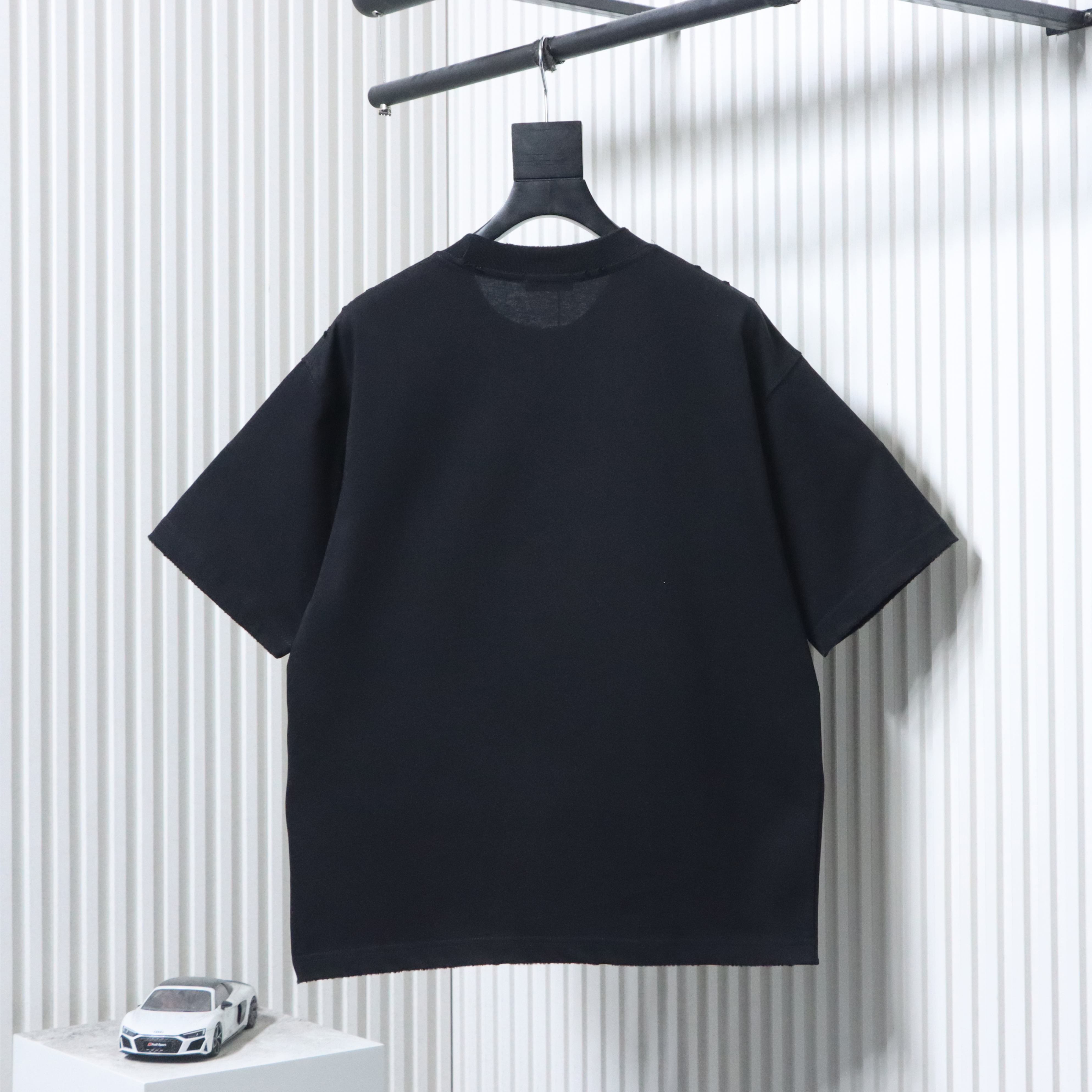 Dior Worn Letter Embroidery T-shirt YL Black