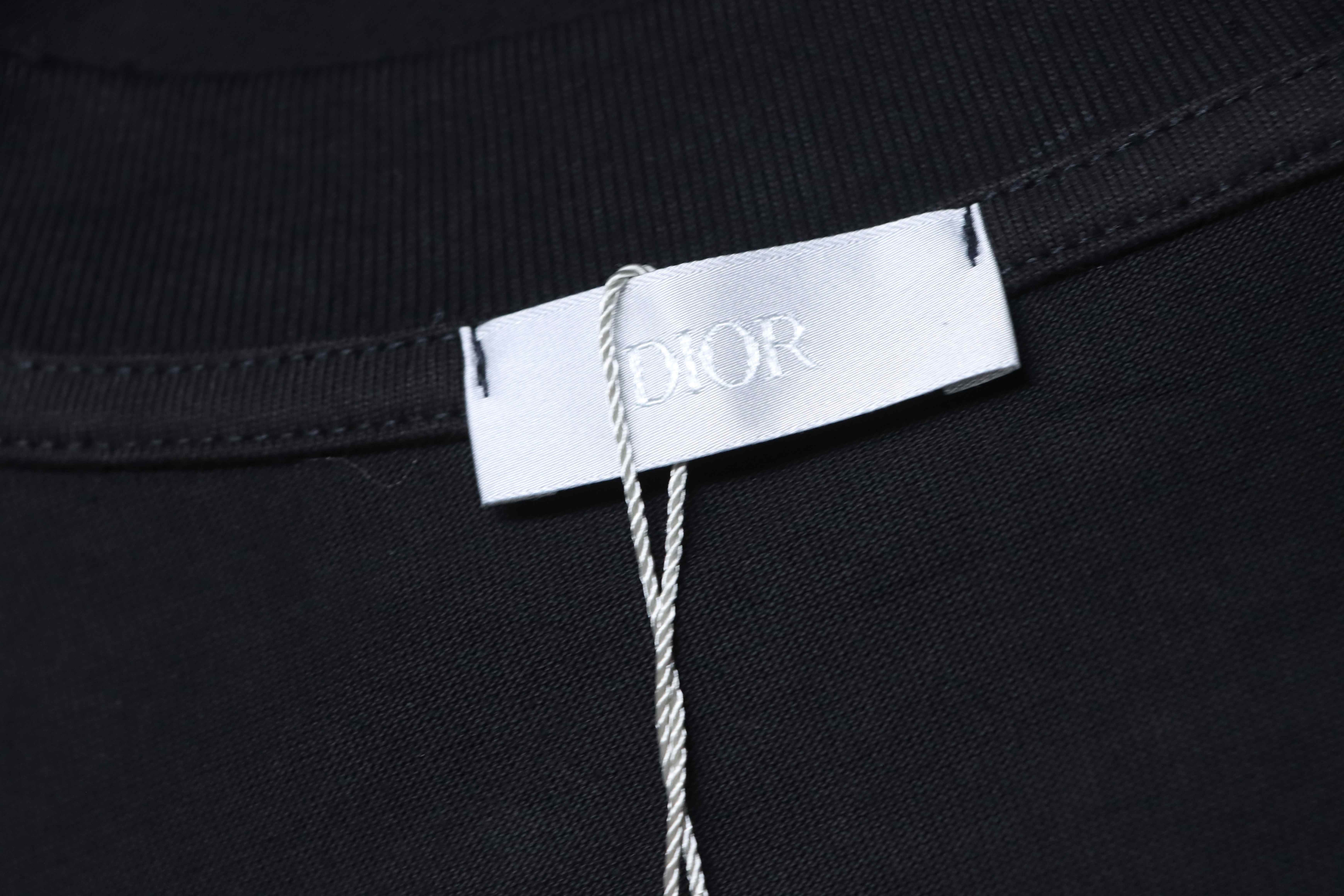 Dior Worn Letter Embroidery T-shirt YL Black