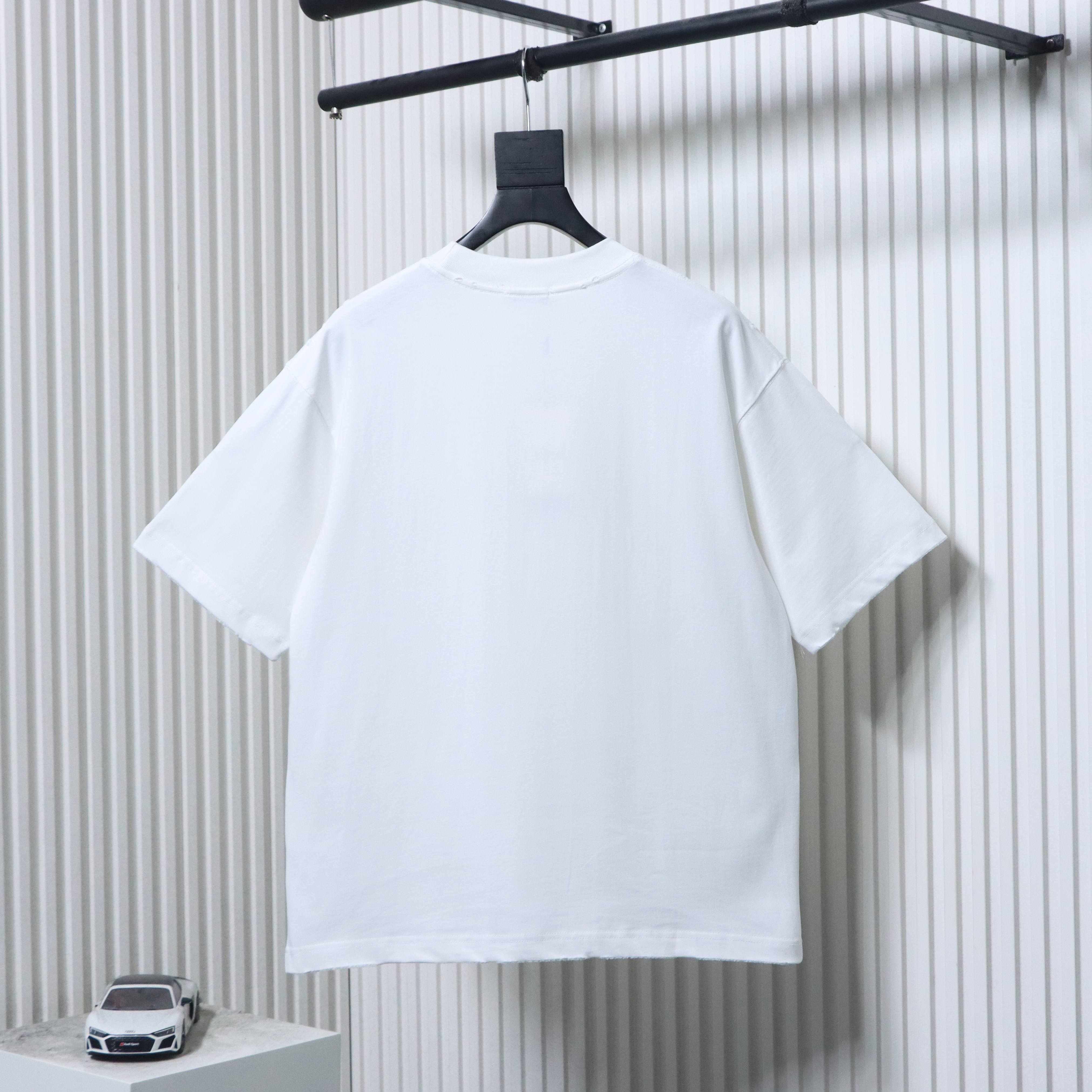 Dior Worn Letter Embroidery T-shirt YL White