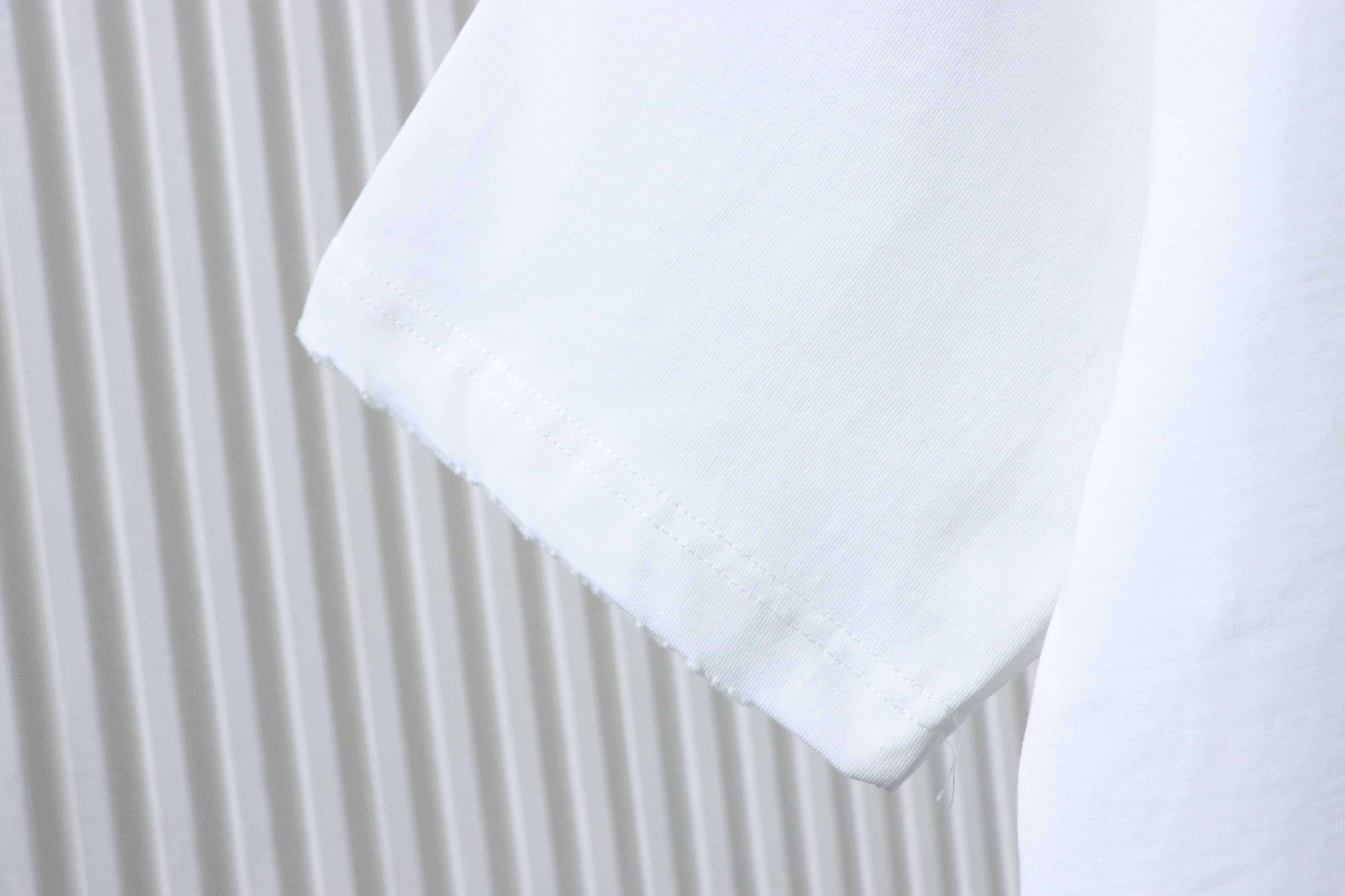 Dior Worn Letter Embroidery T-shirt YL White