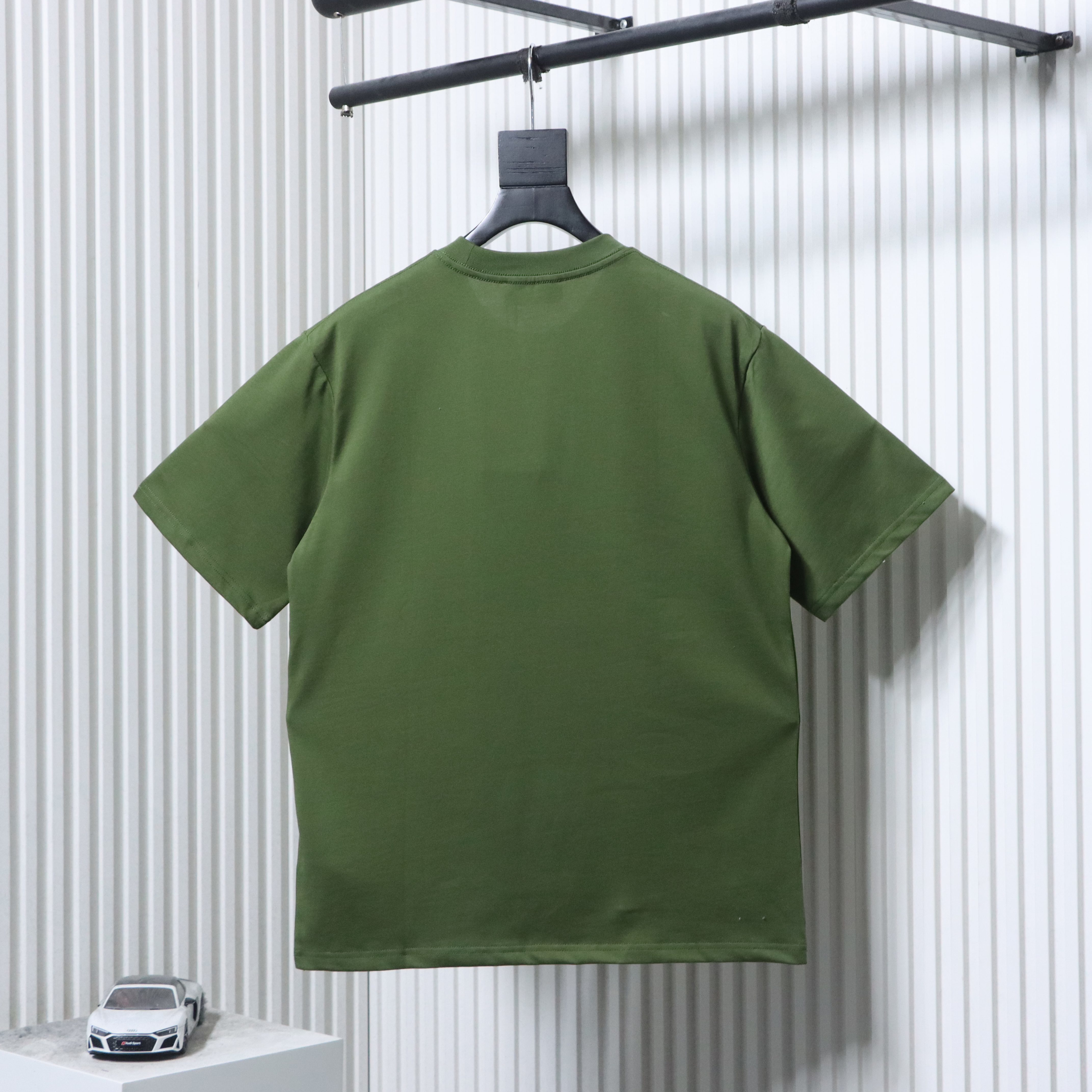 Gucci 26SS Double G Embroidered Letter on Chest T-shirt YL Army Green