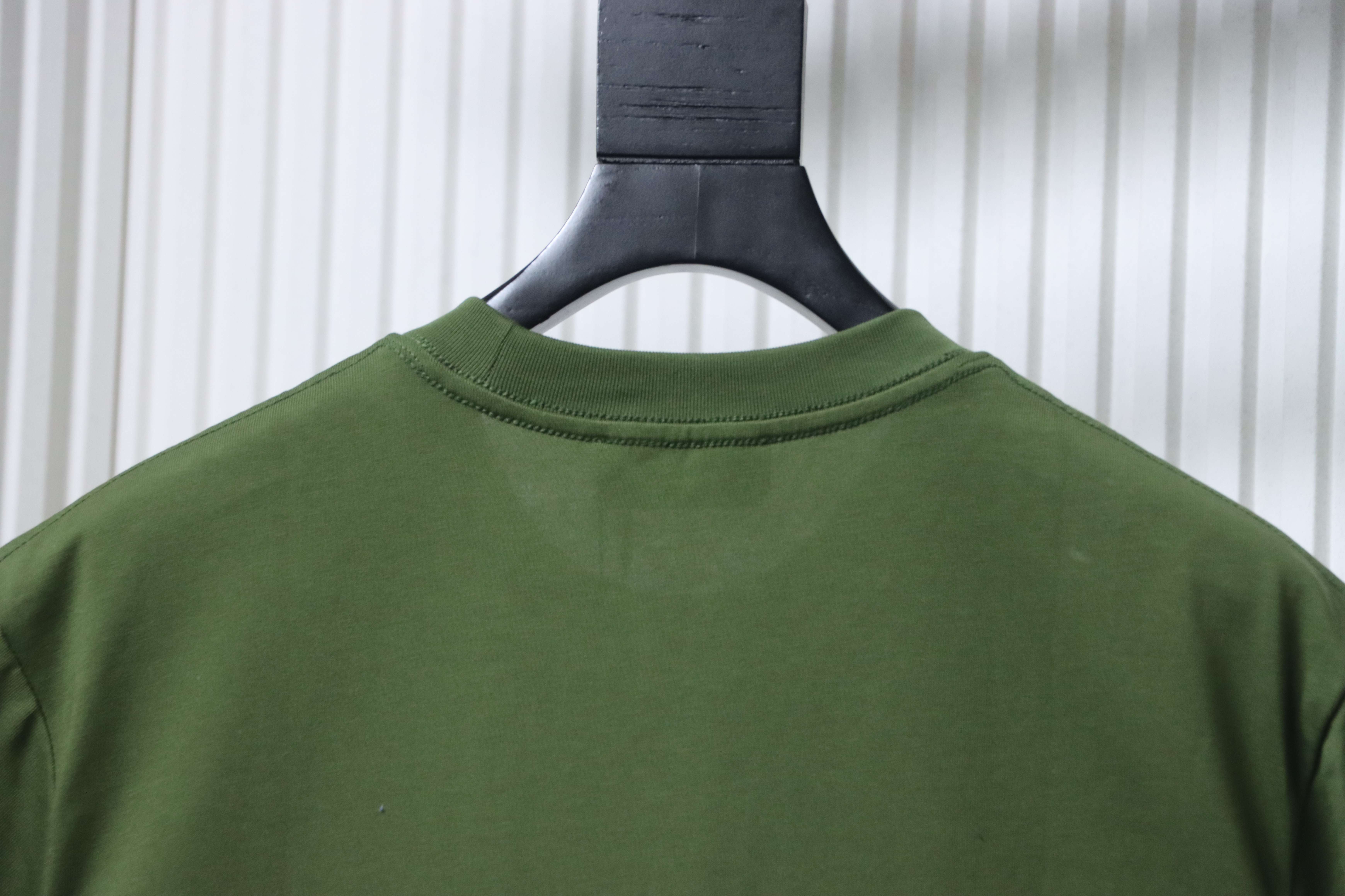 Gucci 26SS Double G Embroidered Letter on Chest T-shirt YL Army Green