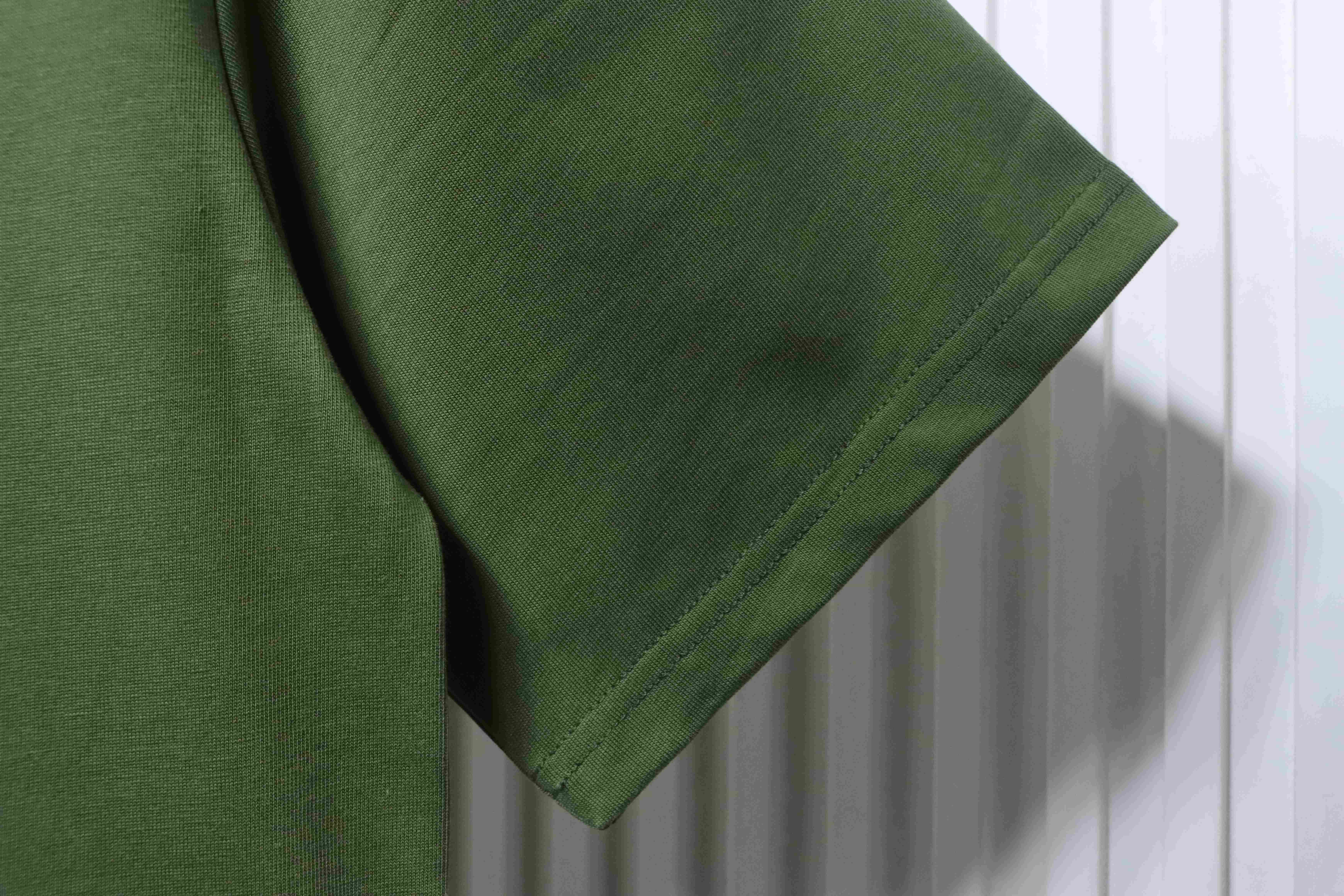 Gucci 26SS Double G Embroidered Letter on Chest T-shirt YL Army Green