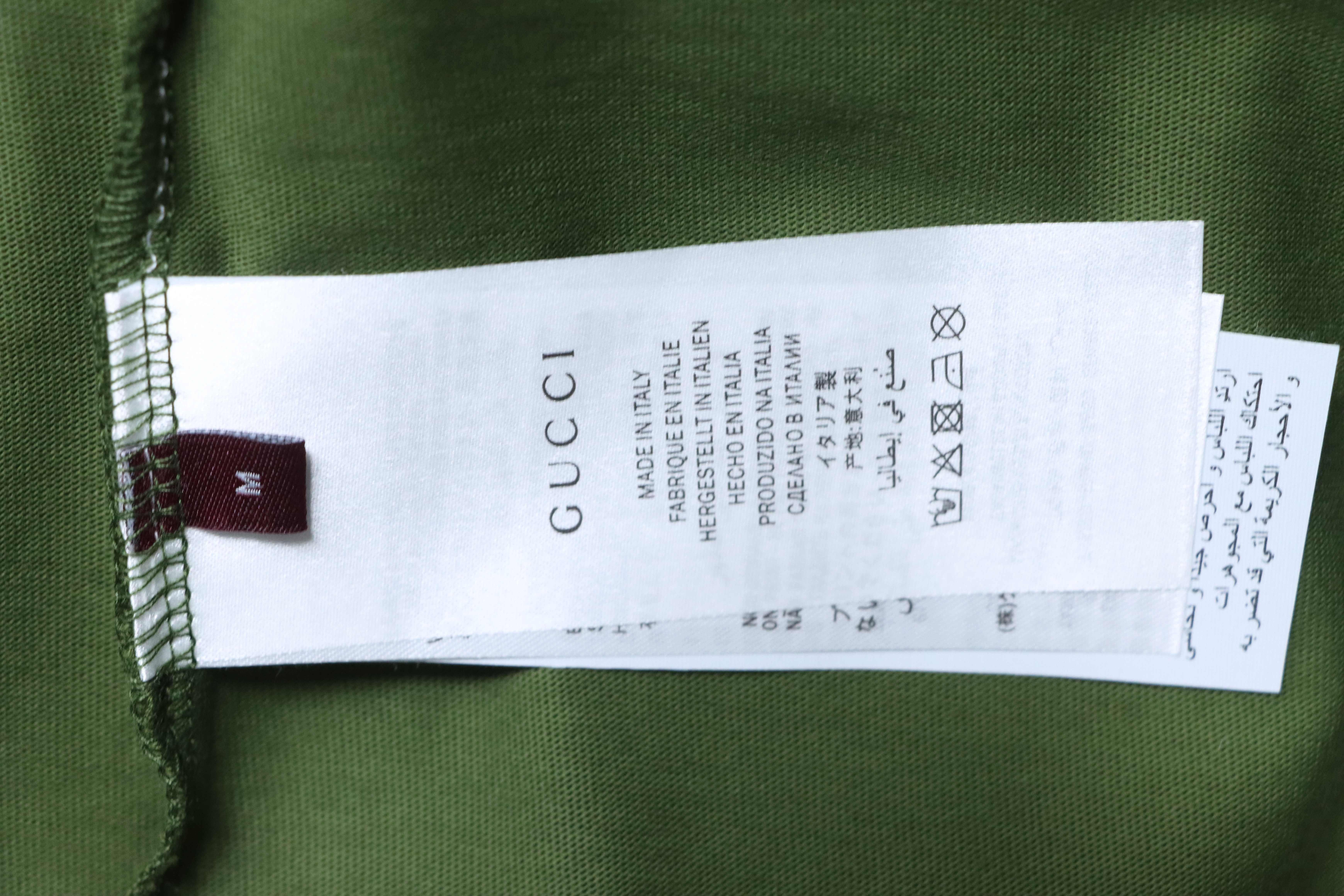 Gucci 26SS Double G Embroidered Letter on Chest T-shirt YL Army Green