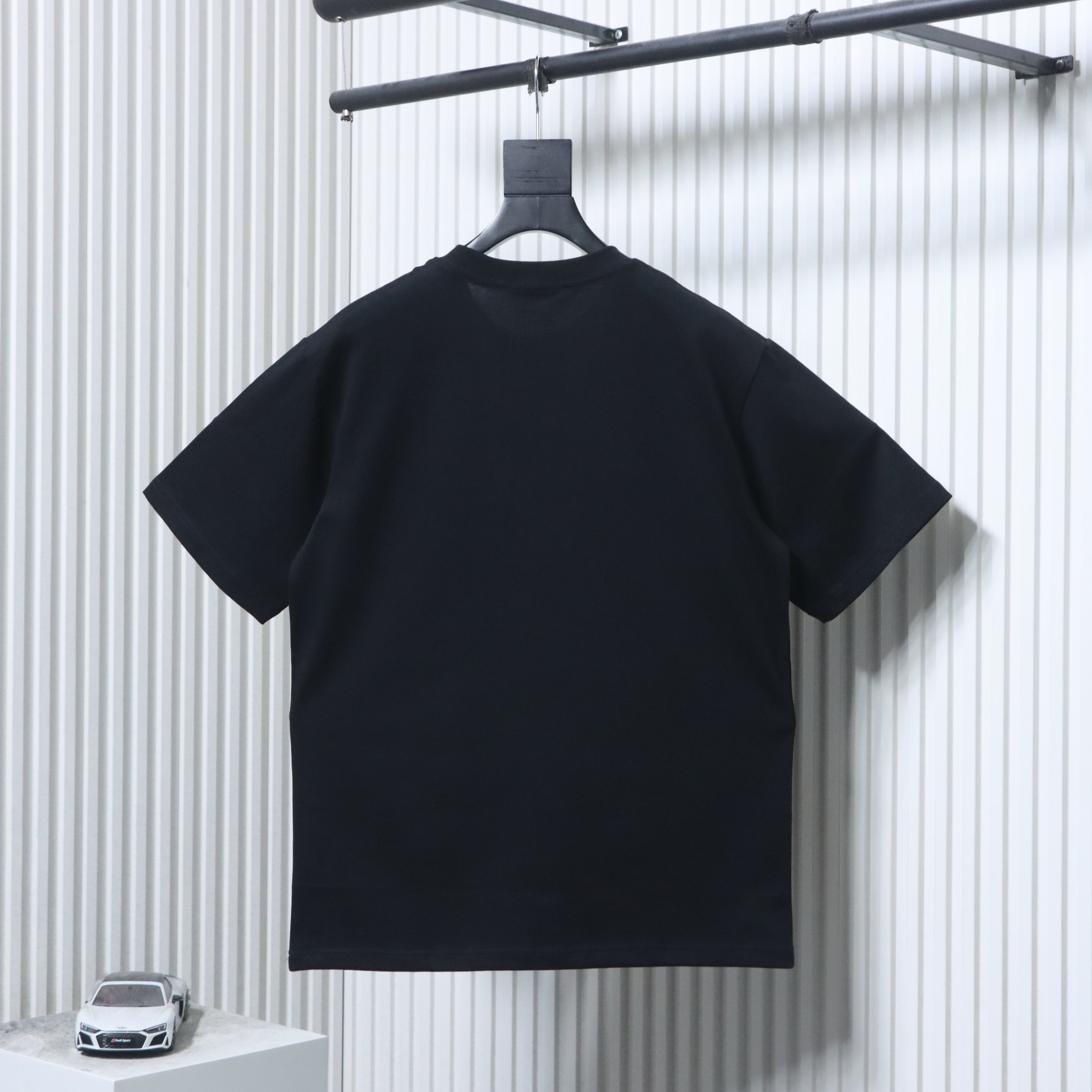 Gucci 26SS Double G Embroidered Letter on Chest T-shirt YL Black