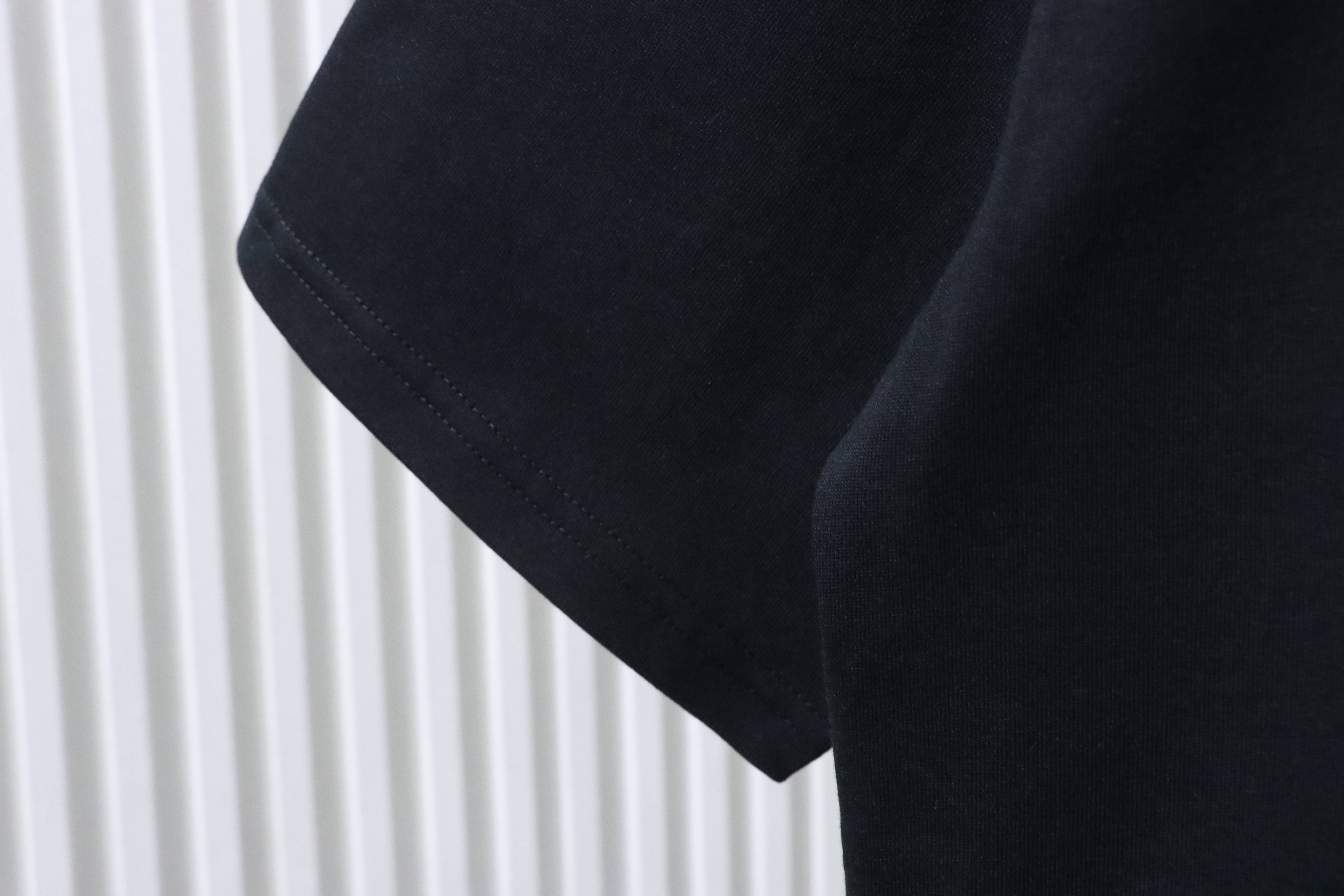 Gucci 26SS Double G Embroidered Letter on Chest T-shirt YL Black