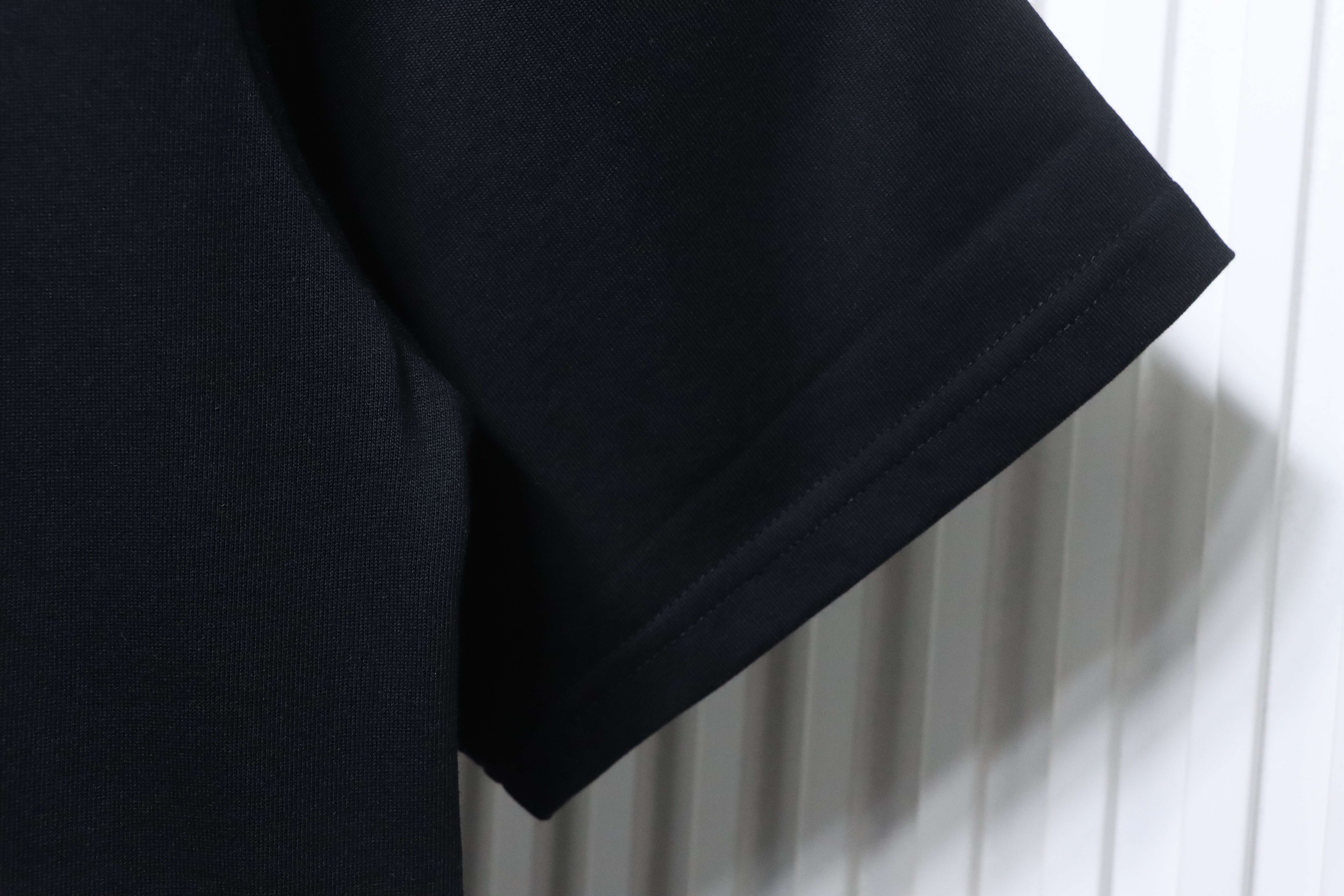 Gucci 26SS Double G Embroidered Letter on Chest T-shirt YL Black