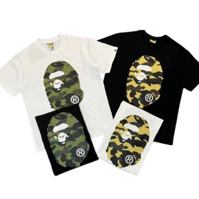 Bape T-shirt YL #1003 Black-Green/White-Green/Black-Yellow/White-Yellow 01