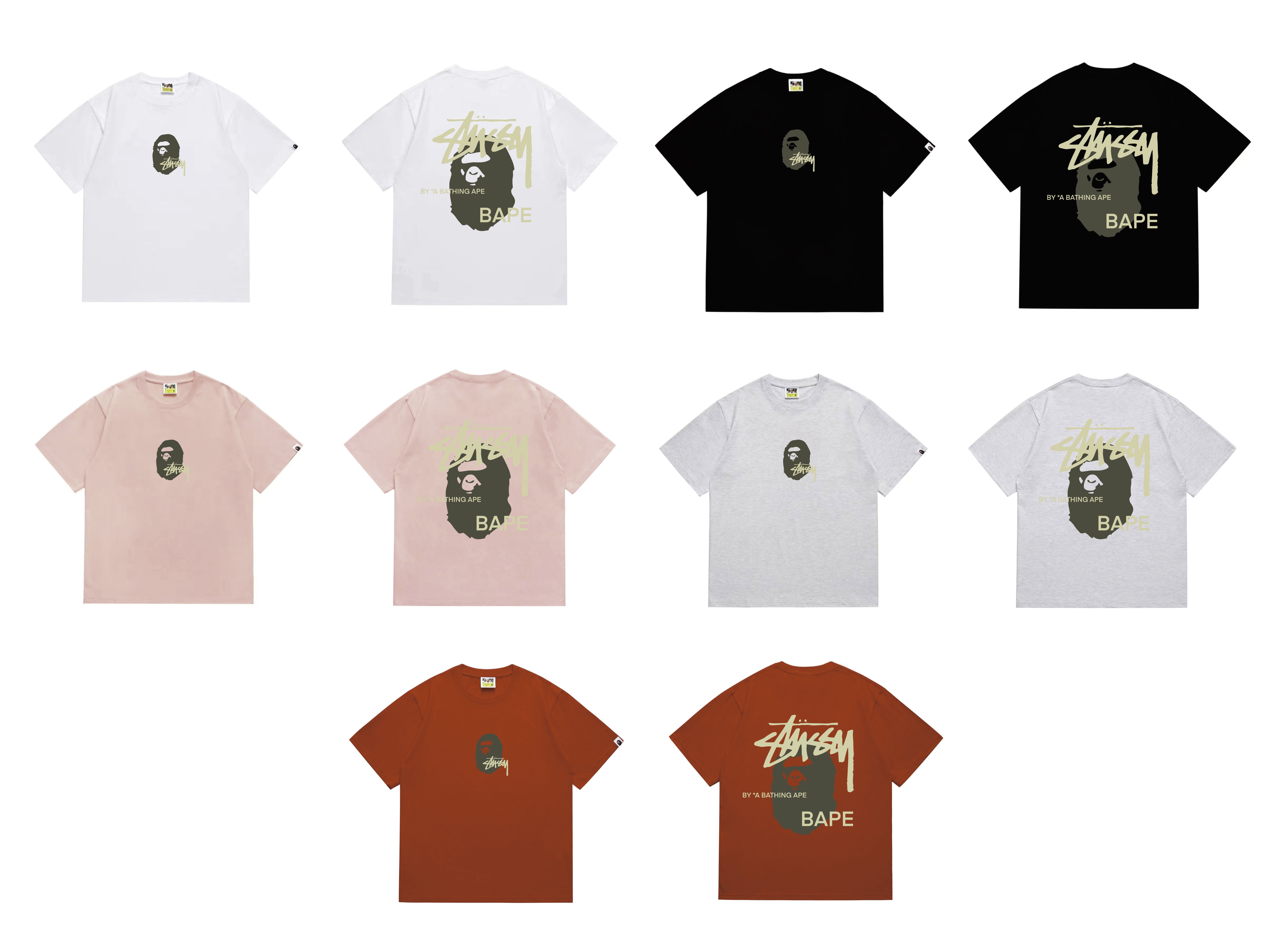 Bape T-shirt YL #210 Black/White/Red/Pink/Grey