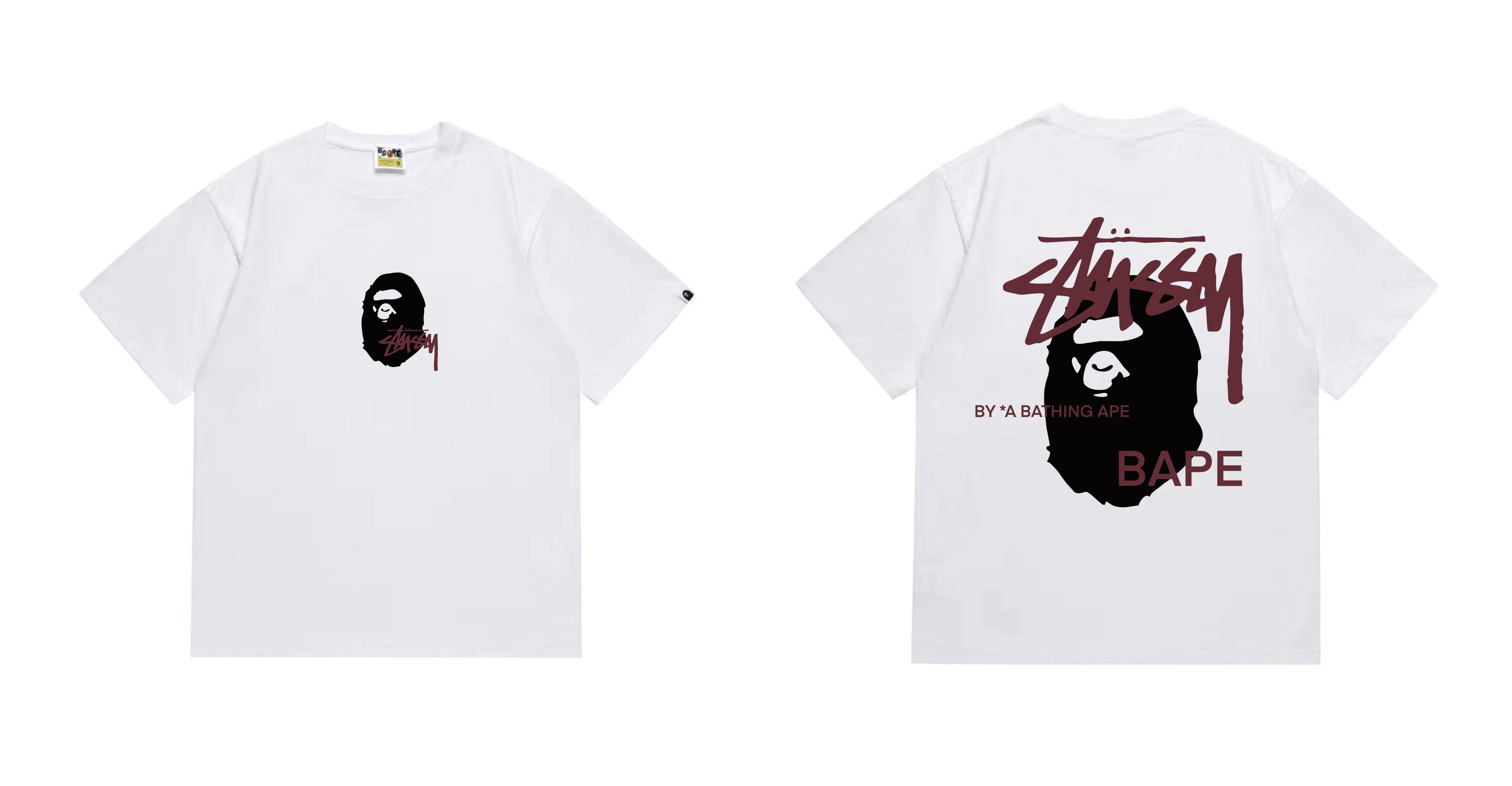 Bape T-shirt YL #210 Black/White/Red/Pink/Grey