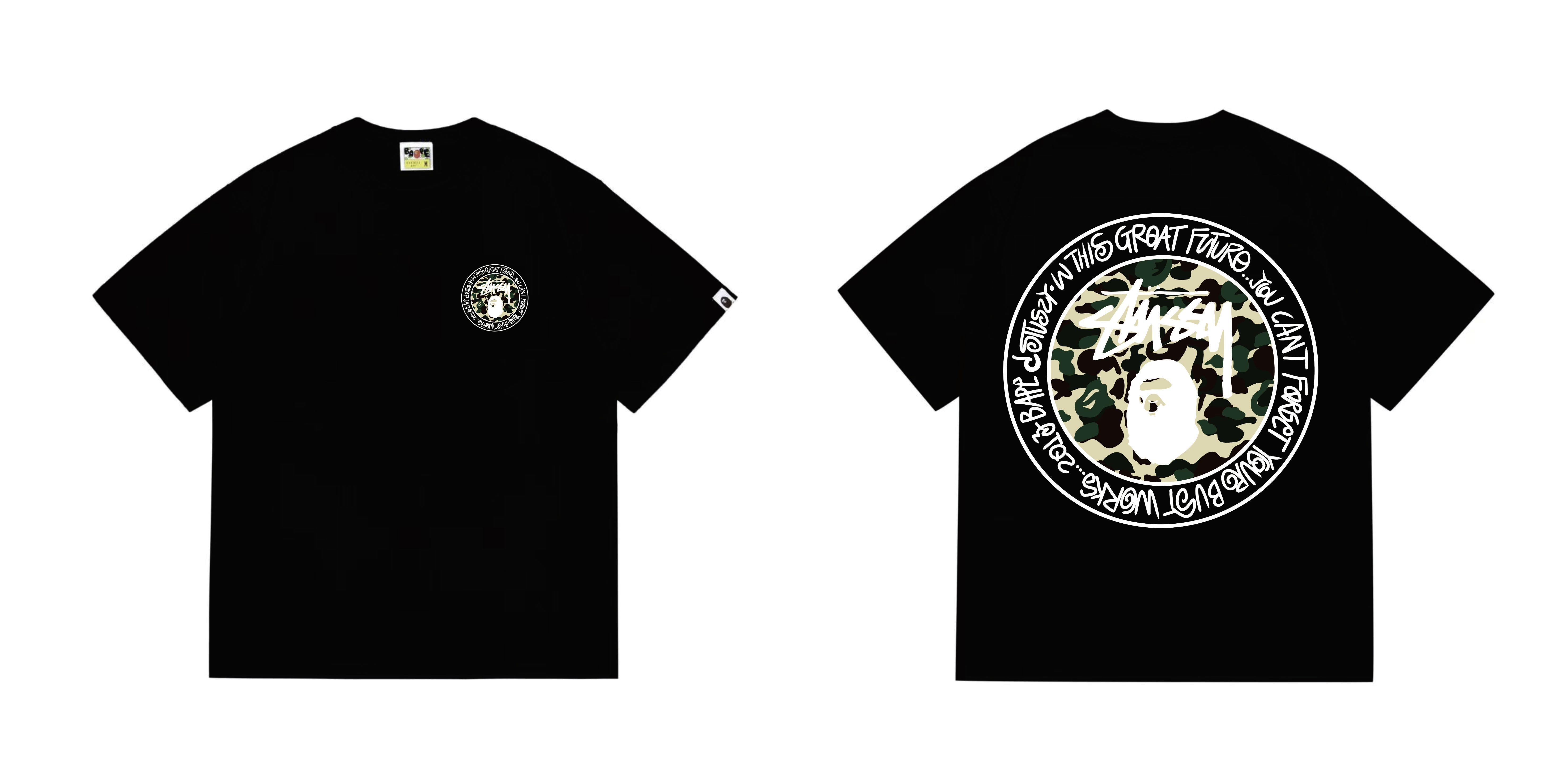 Bape T-shirt YL #219 Black/White/Red/Pink/Grey