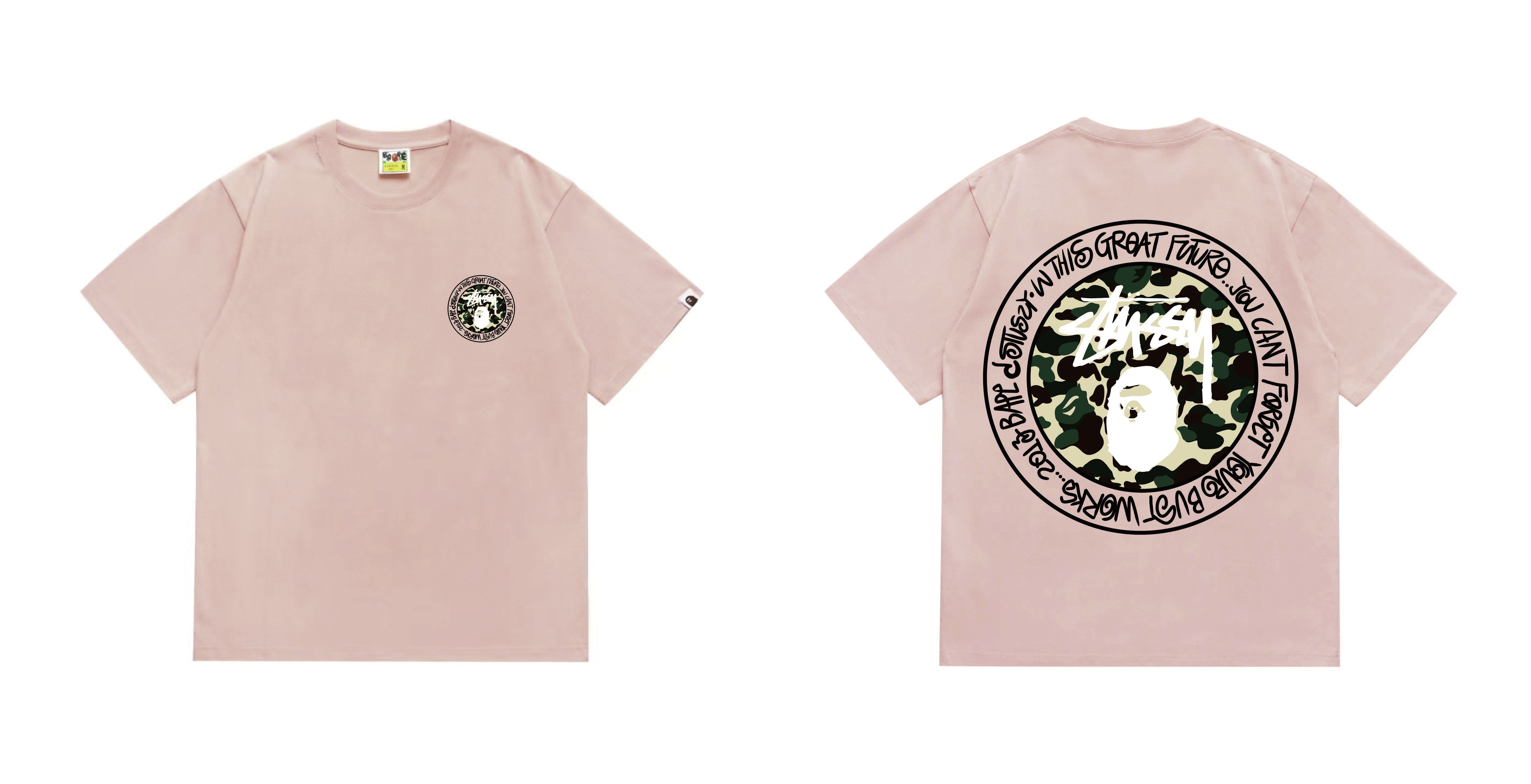 Bape T-shirt YL #219 Black/White/Red/Pink/Grey