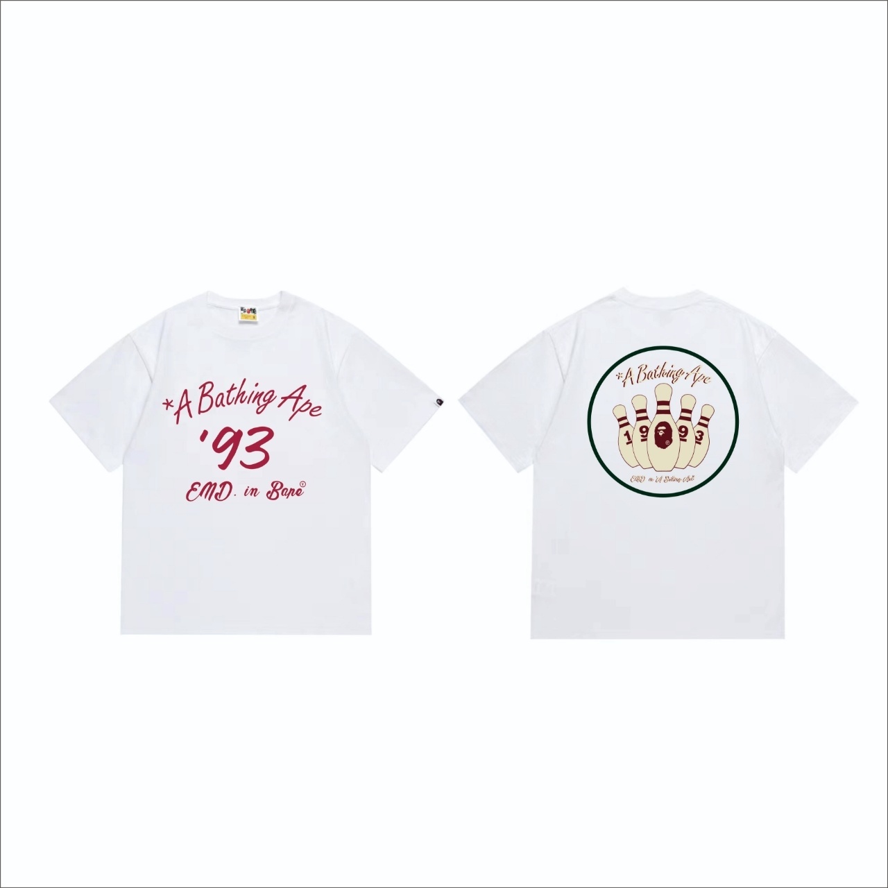 Bape T-shirt YL #265 White Red/White Yellow