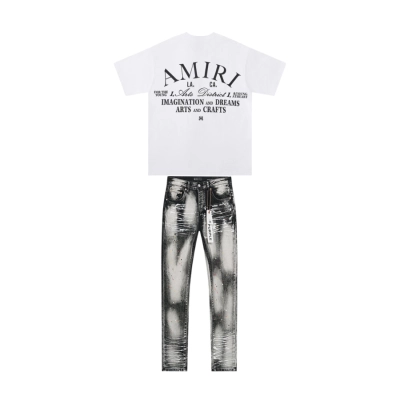 Amiri T-shirt 675 White + Purple Brand Jeans YL#PU163 01