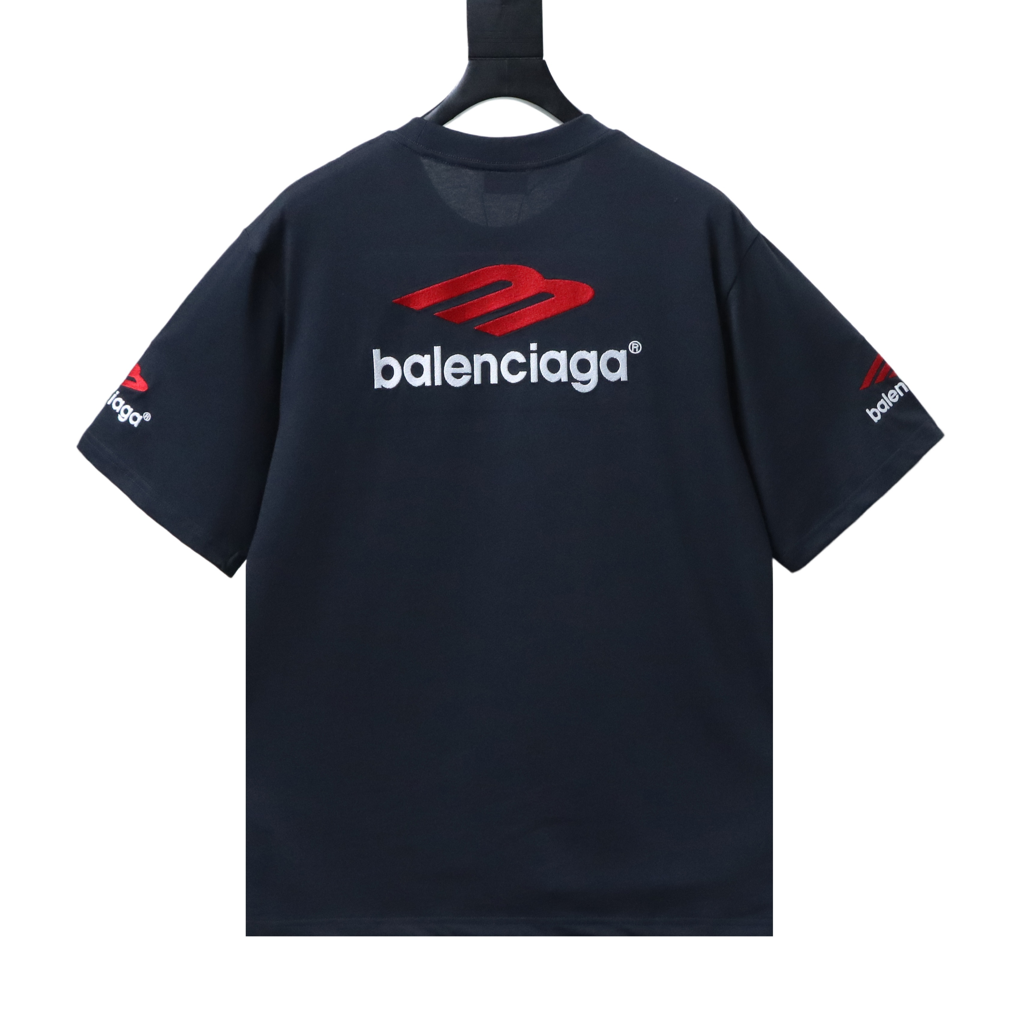 Balenciaga 23ss 3M Embroidered Letter T-Shirt YL Navy Blue
