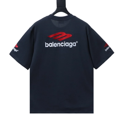 Balenciaga 23ss 3M Embroidered Letter T-Shirt YL Navy Blue 02