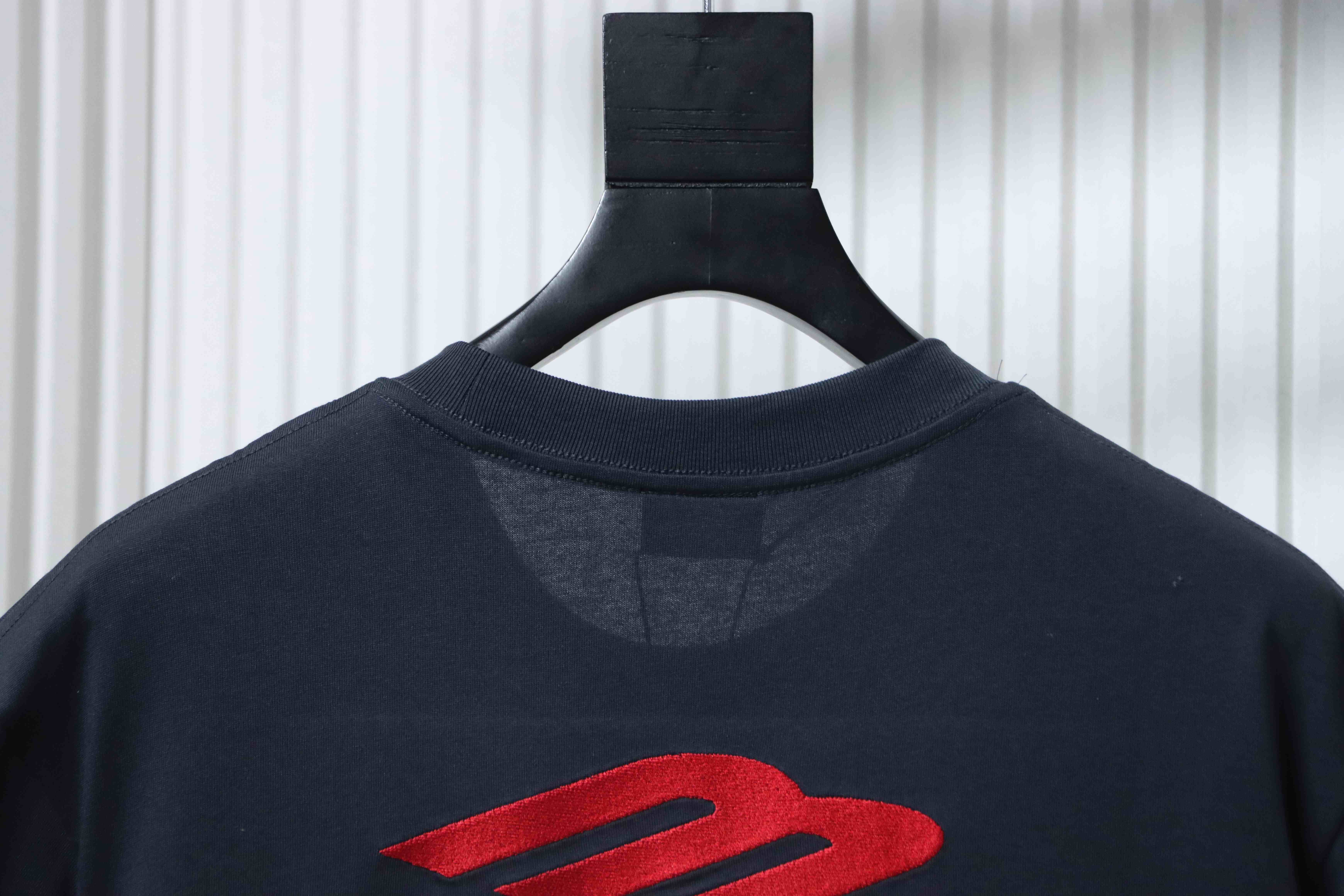 Balenciaga 23ss 3M Embroidered Letter T-Shirt YL Navy Blue