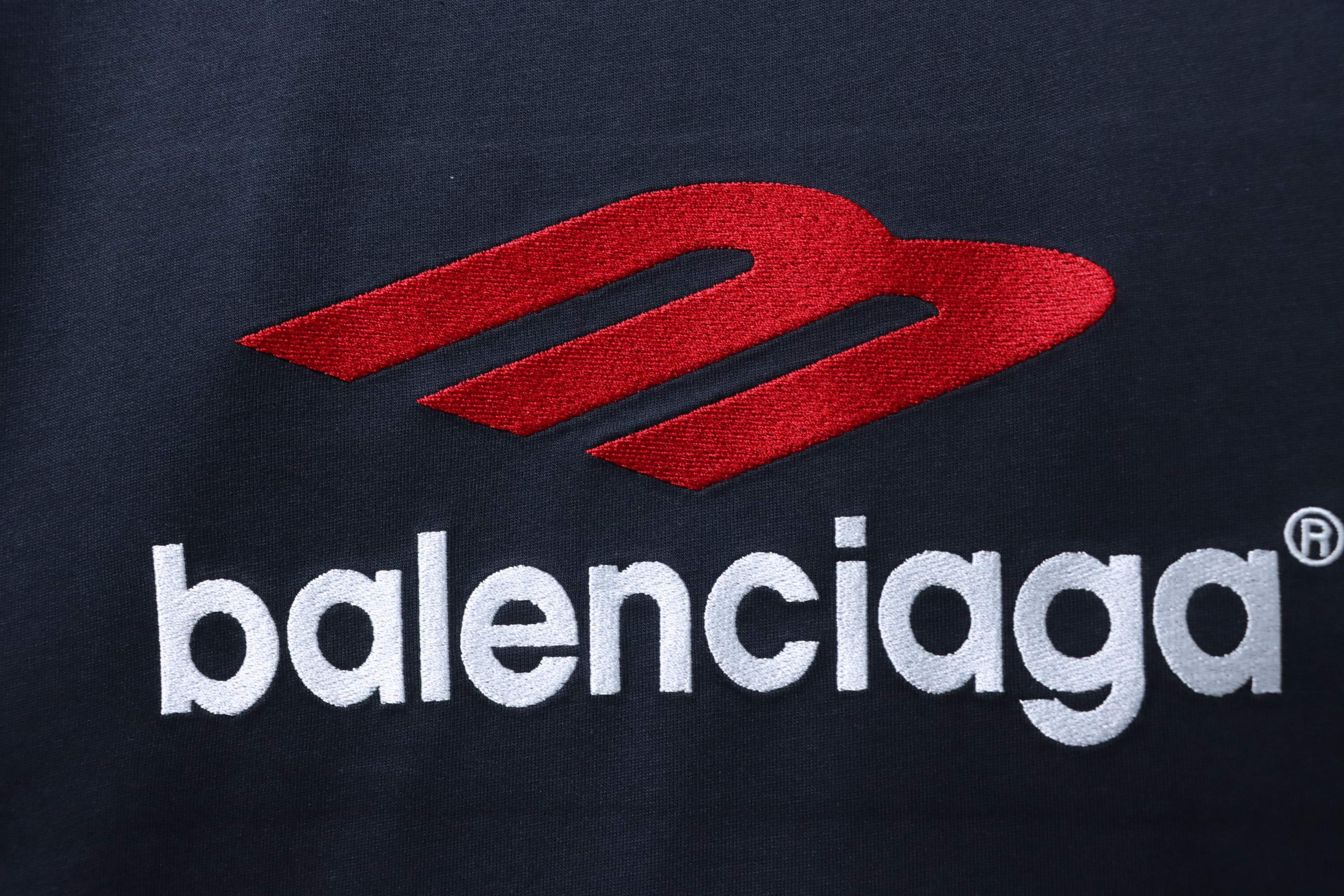 Balenciaga 23ss 3M Embroidered Letter T-Shirt YL Navy Blue