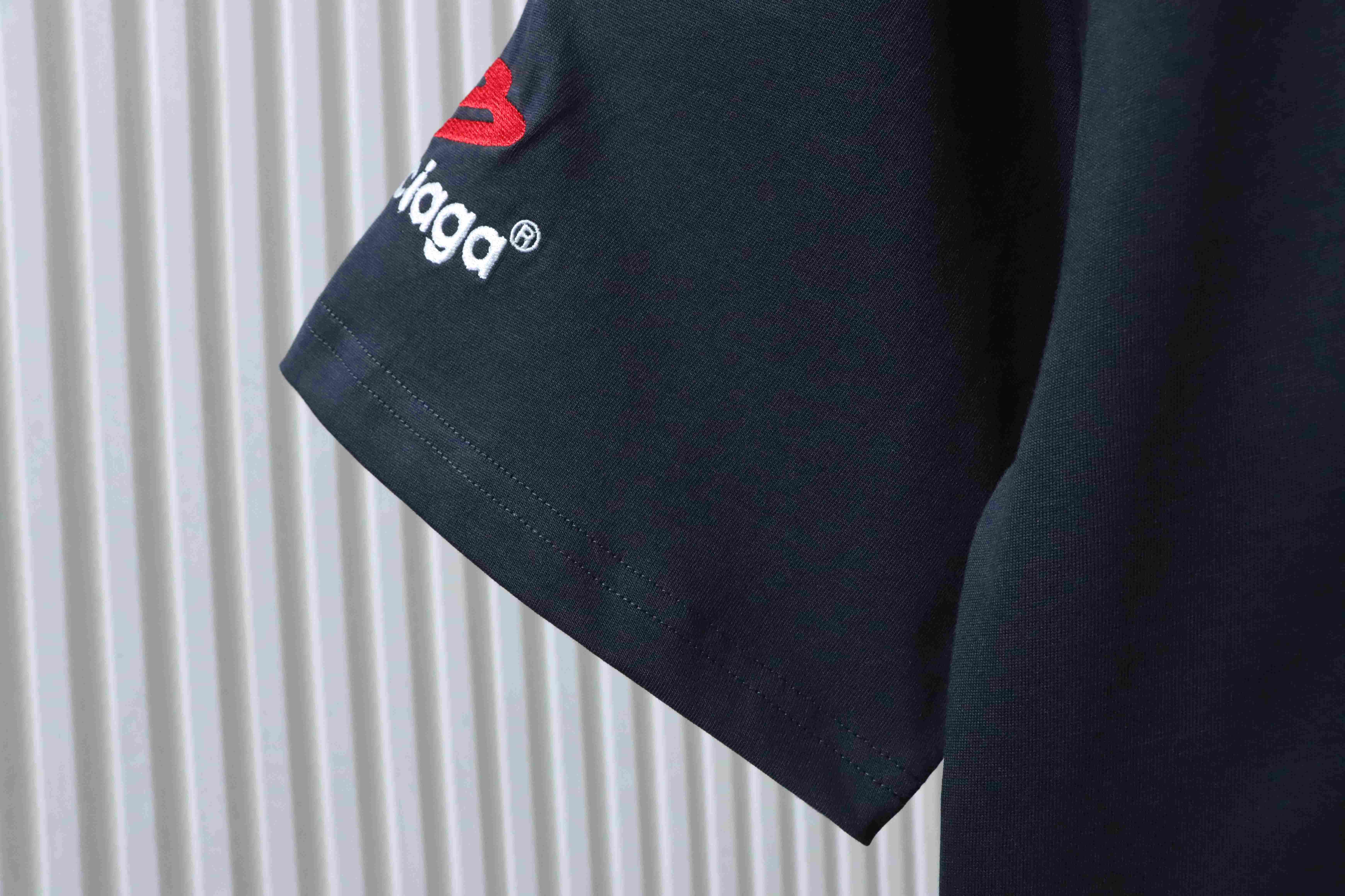 Balenciaga 23ss 3M Embroidered Letter T-Shirt YL Navy Blue