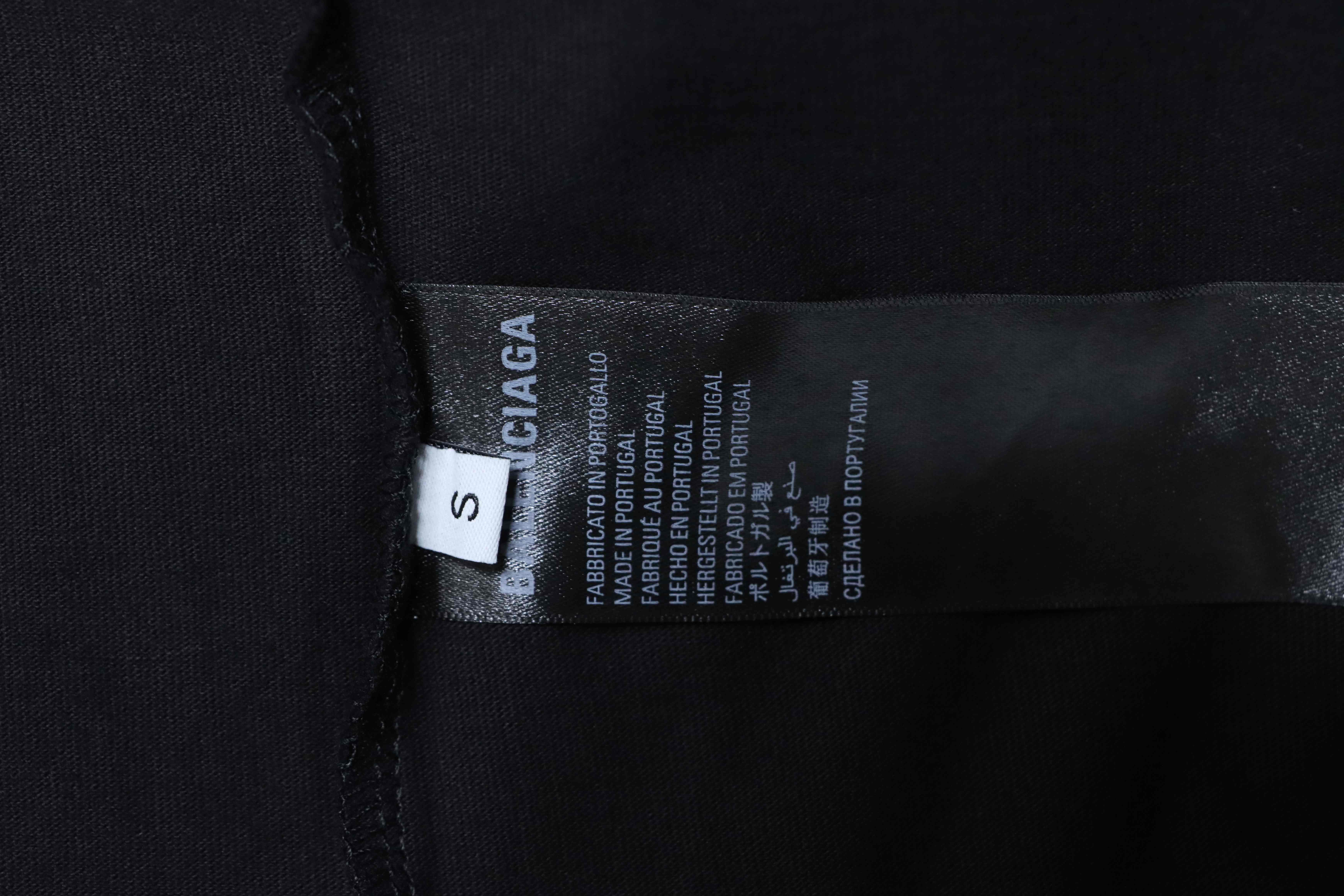Balenciaga 25ss Lock Letter Embroidered Inkjet Rip T-Shirt YL Black