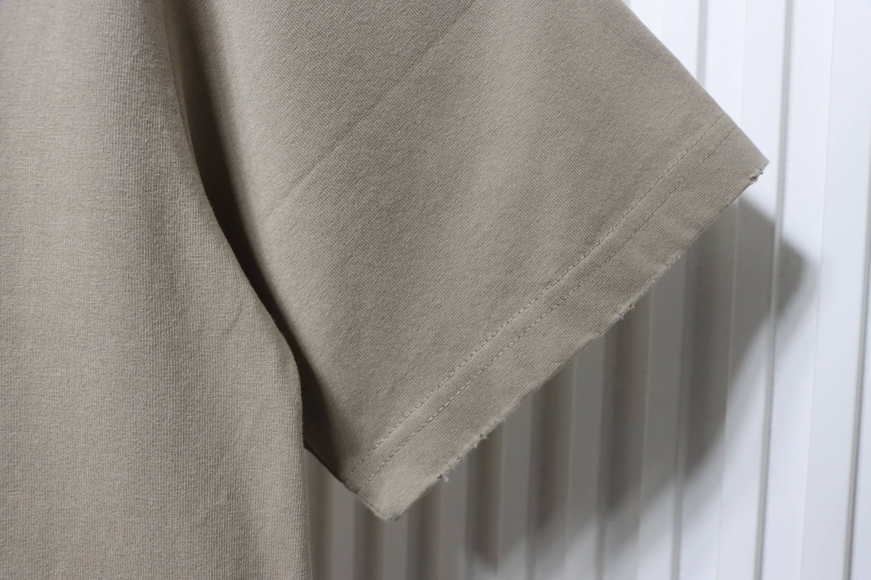 Balenciaga 25ss Lock Letter Embroidered Inkjet Rip T-Shirt YL Khaki