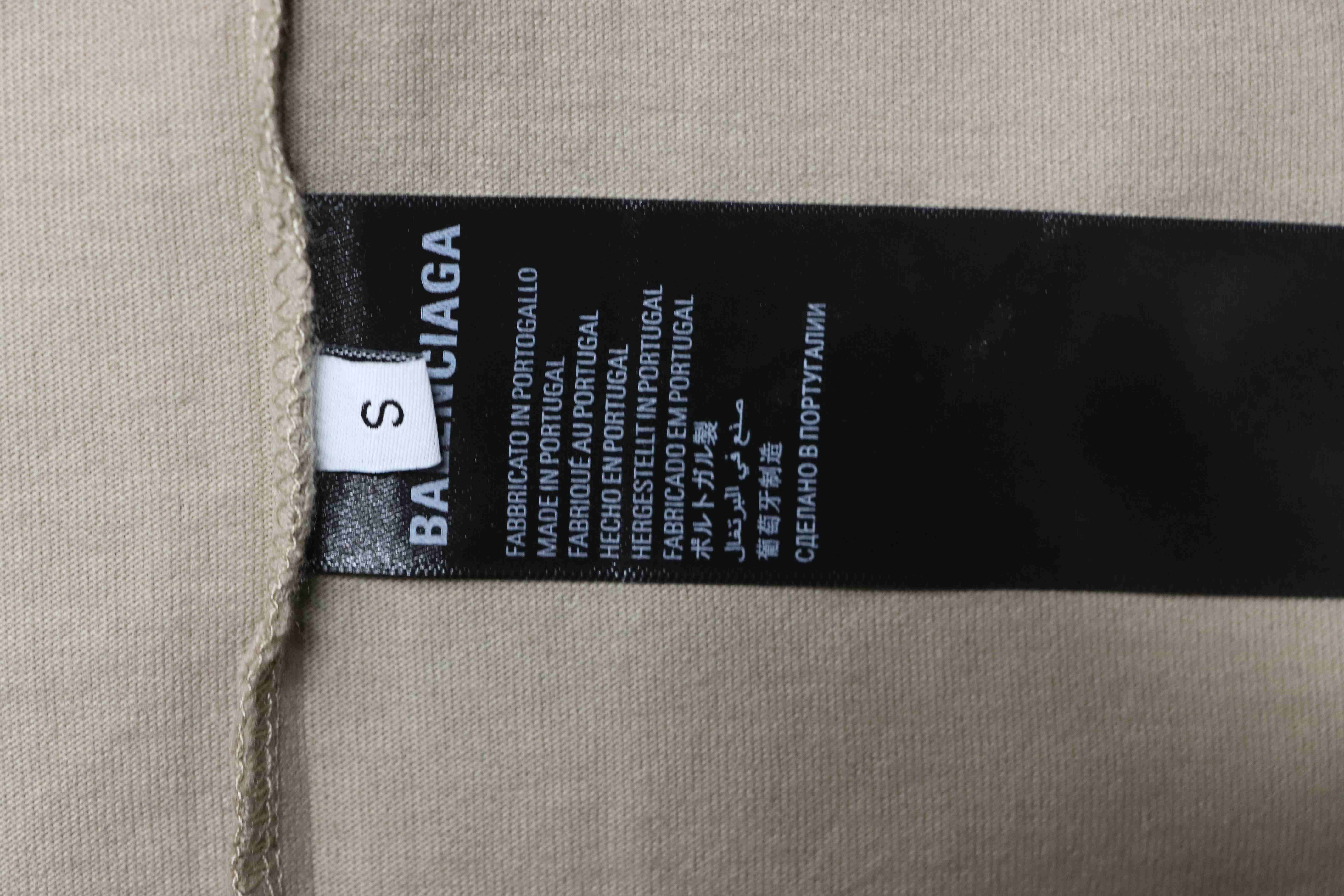 Balenciaga 25ss Lock Letter Embroidered Inkjet Rip T-Shirt YL Khaki