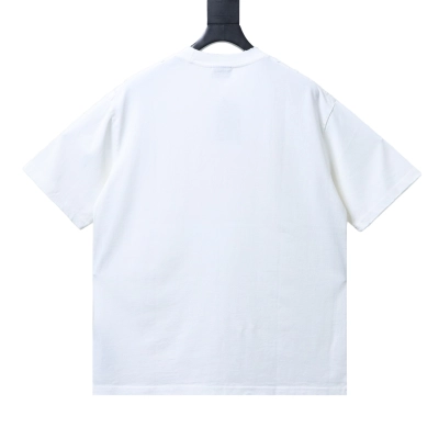 Balenciaga 25ss Lock Letter Embroidered Inkjet Rip T-Shirt YL White 02